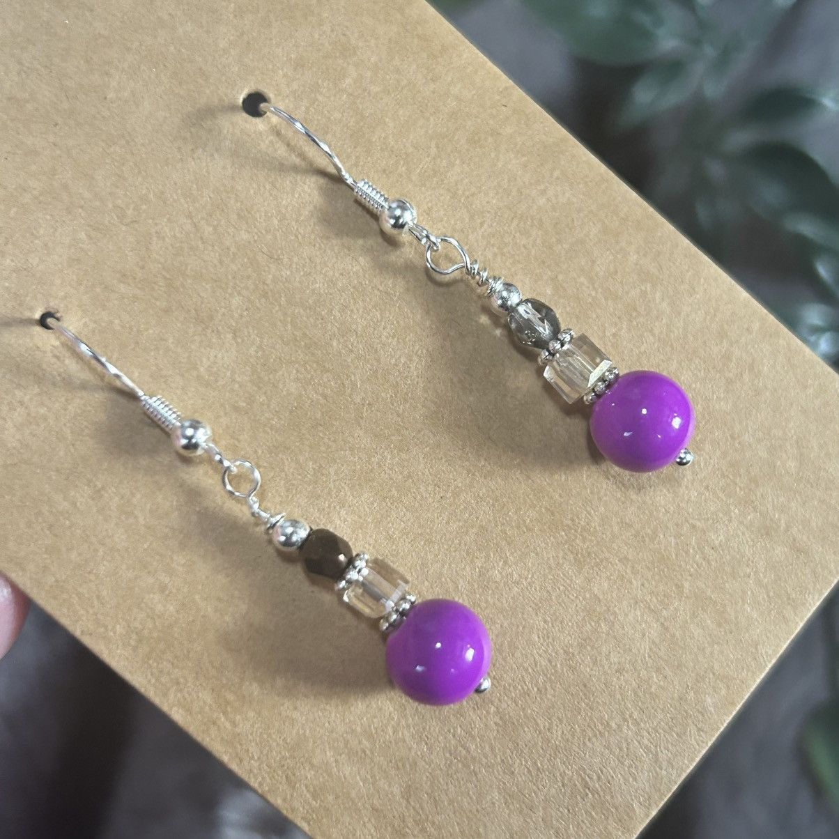 Handmade Handcrafted elegant art glass crystal dangle earrings Size ONE SIZE - 1 Thumbnail