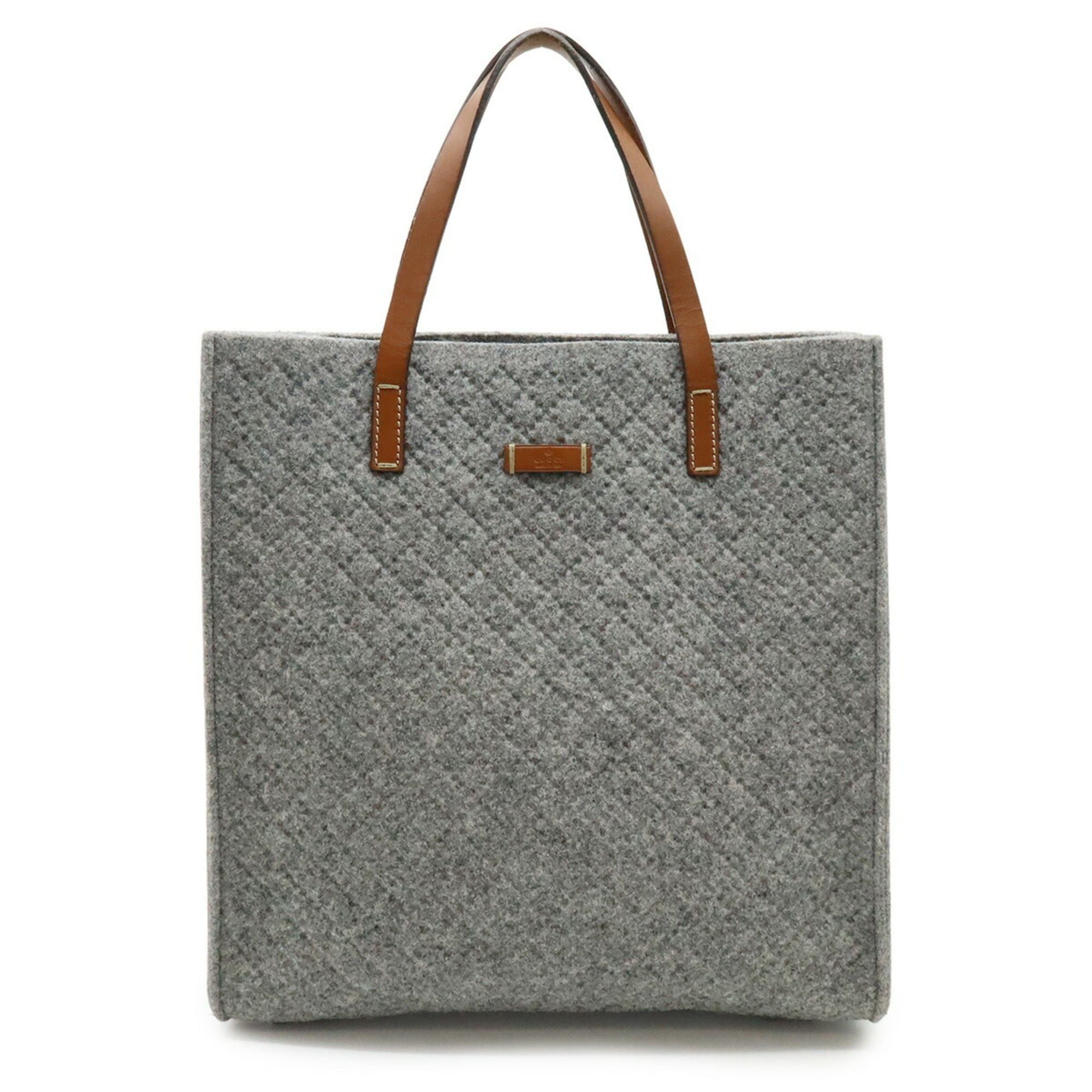 Gucci GUCCI Diamante Tote Bag, Shoulder Handbag, Felt, Wool, Leather, Gray, Brown, 295267 Size ONE SIZE - 1 Thumbnail