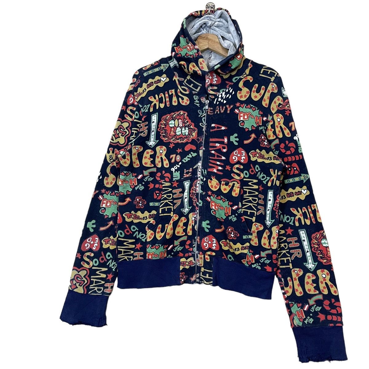 Japanese Brand × Vintage Vintage 90’s Super Slick Art Design Zipper Hoodie Size US M / EU 48-50 / 2 - 3 Thumbnail