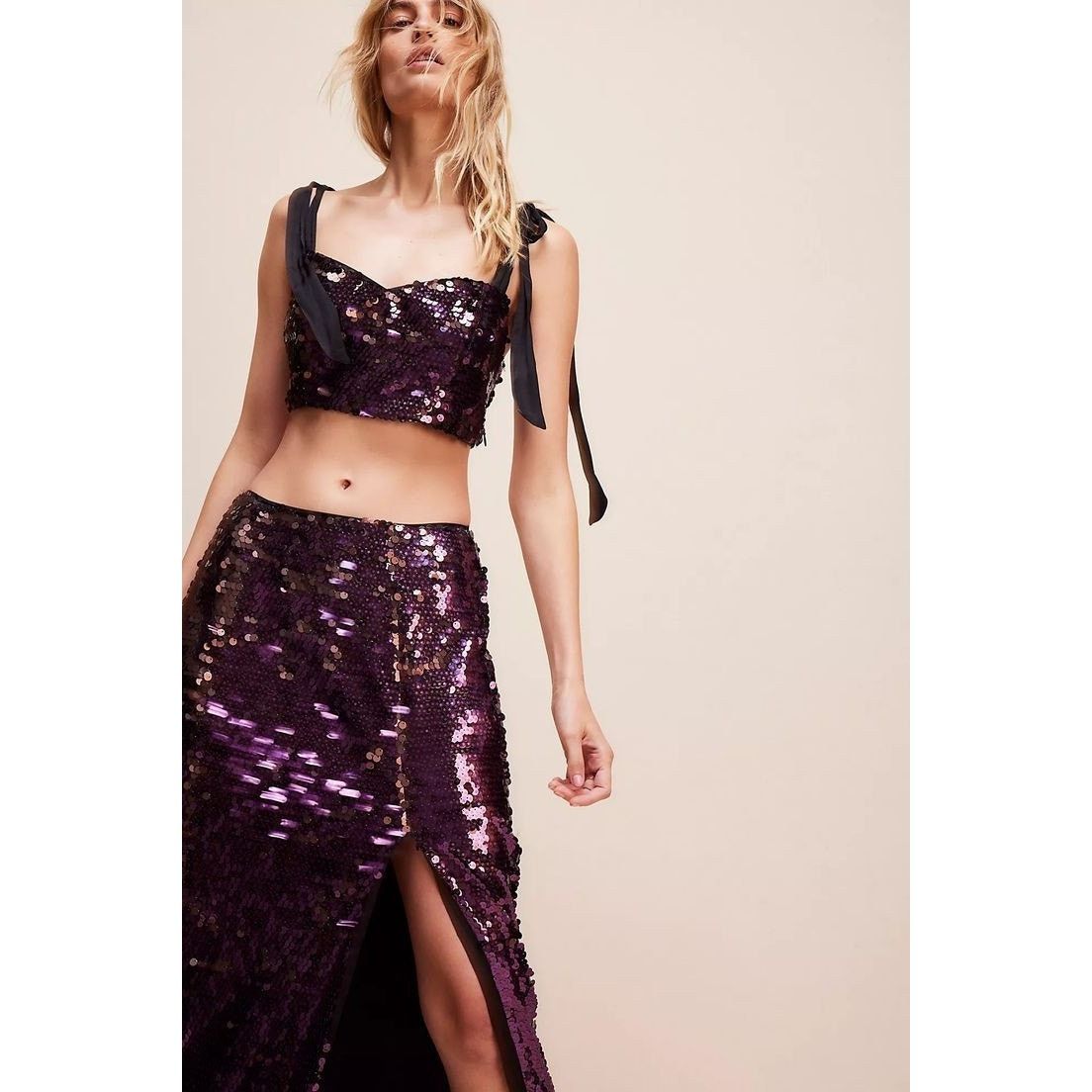 Free People New FREE PEOPLE Star Bright Maxi Skirt Set SEQUINED $198 Size 27" / US 4 / IT 40 - 1 Thumbnail