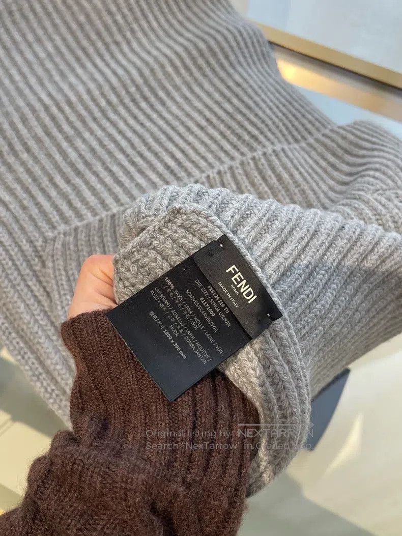 Fendi Fendi Little Devil Wool Scarf, Gray Size ONE SIZE - 2 Thumbnail