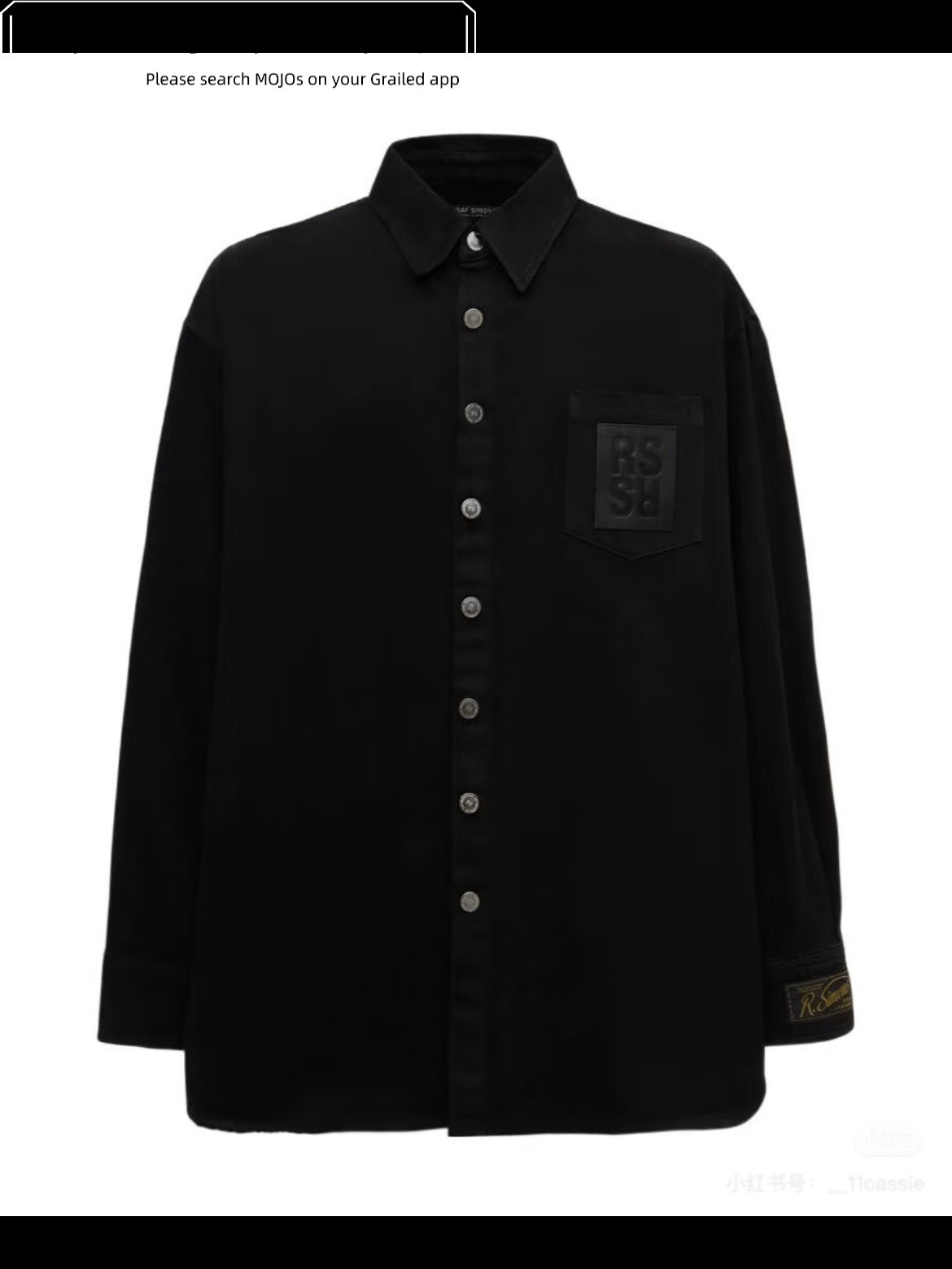 M*o様 2022AW raf simmons シャツジャケット RAF SIMONS OVERSIZED DENIM SHIRT W/LEATHER PATCH - BLACK