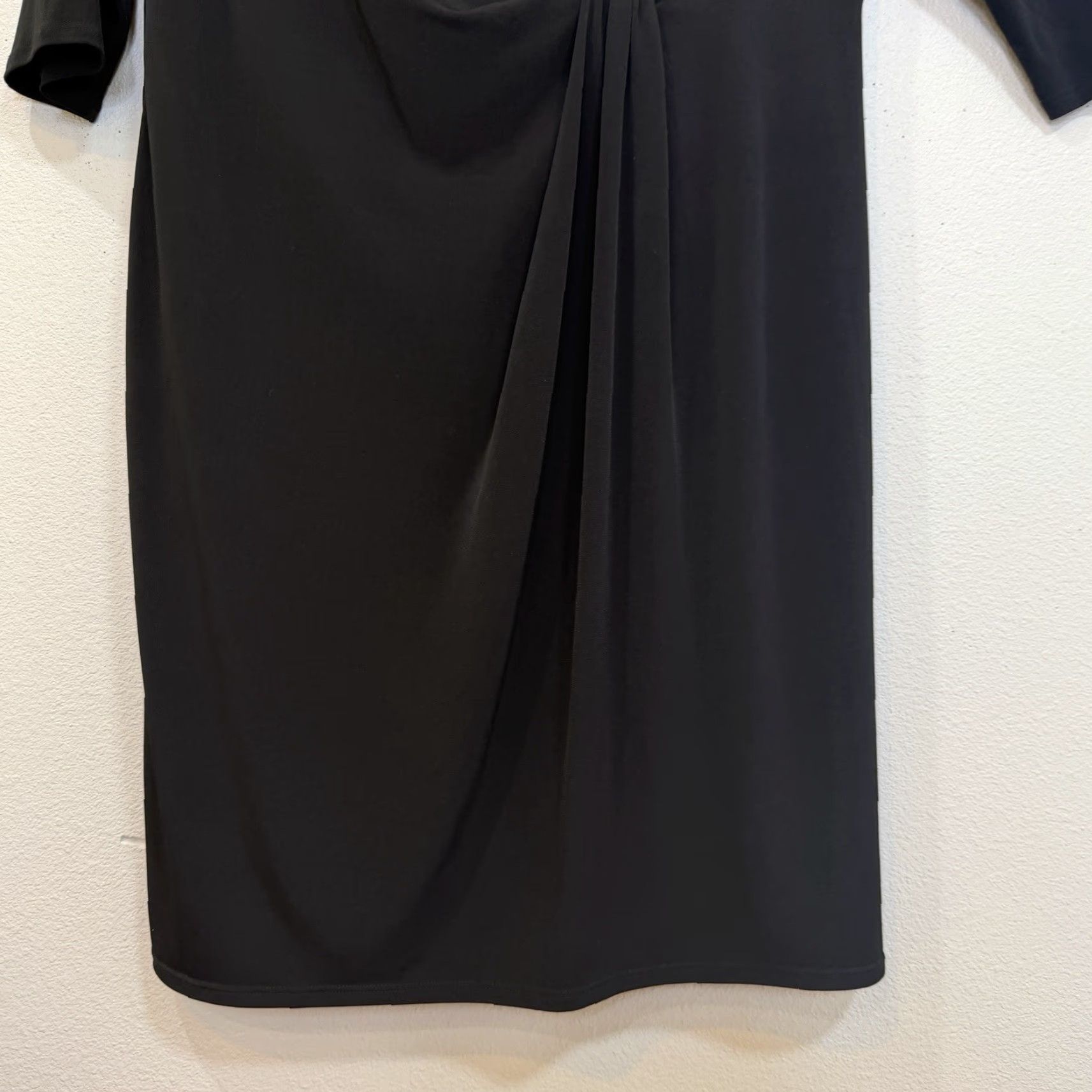 Coldwater Creek Coldwater Creek Dress 20W Black Faux Wrap 3/4 Sleeve Deep V-Neck Stretch Knit Size 3XL / US 20-22 - 5 Thumbnail