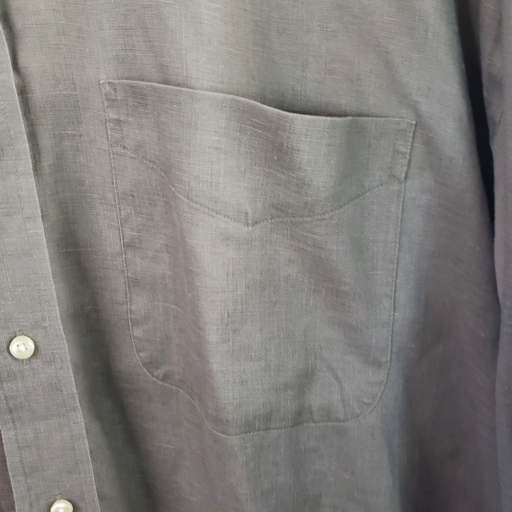 Jos. A. Bank Jos A Bank Reserve Shirt Men's XL Khaki 100% Linen Casual Long Sleeve Button Size US XL / EU 56 / 4 - 7 Thumbnail