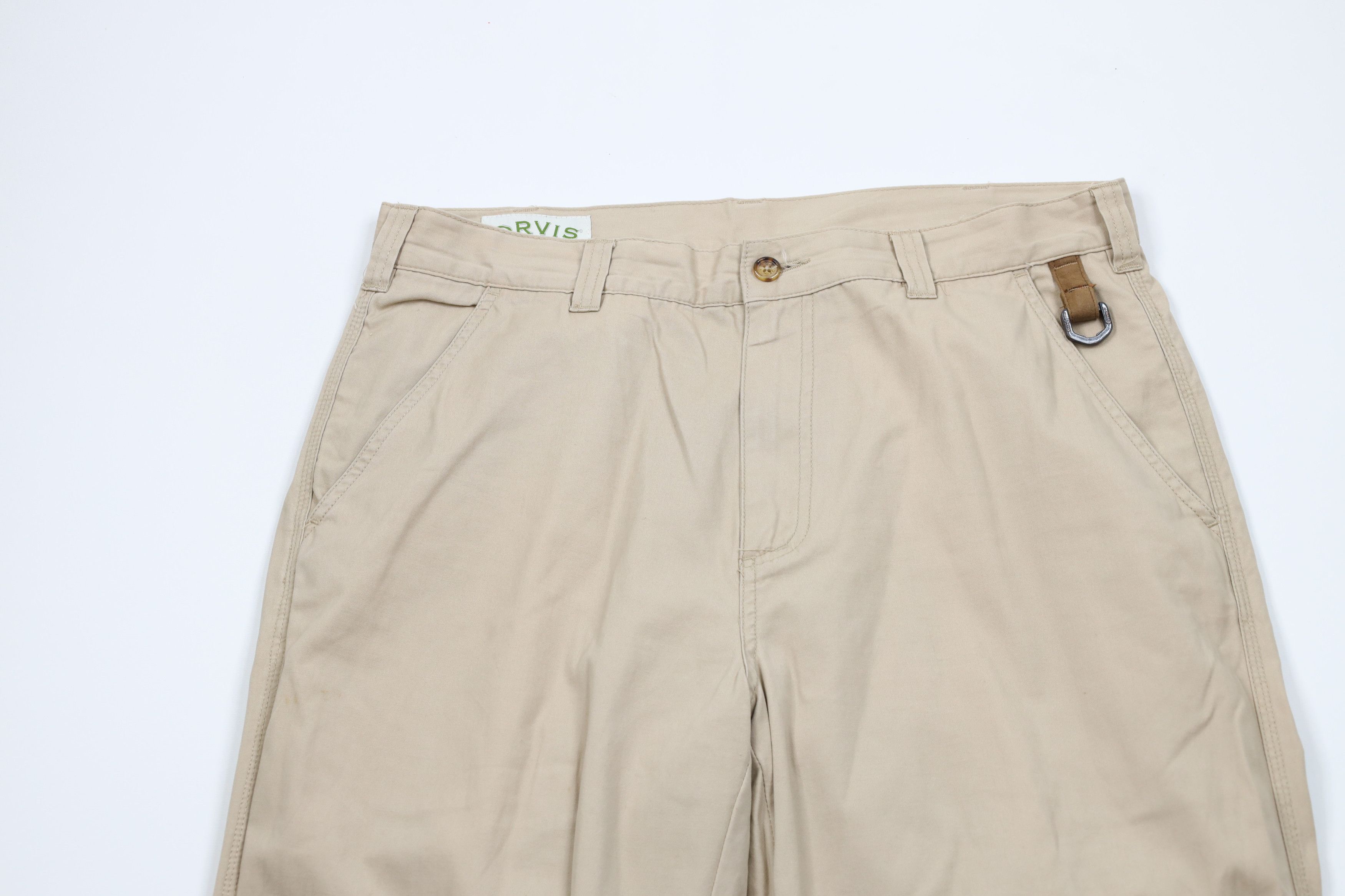 Orvis × Vintage Vintage 90s Orvis Suede Trim Safari Wide Leg Pants Beige Size US 34 / EU 50 - 2 Thumbnail