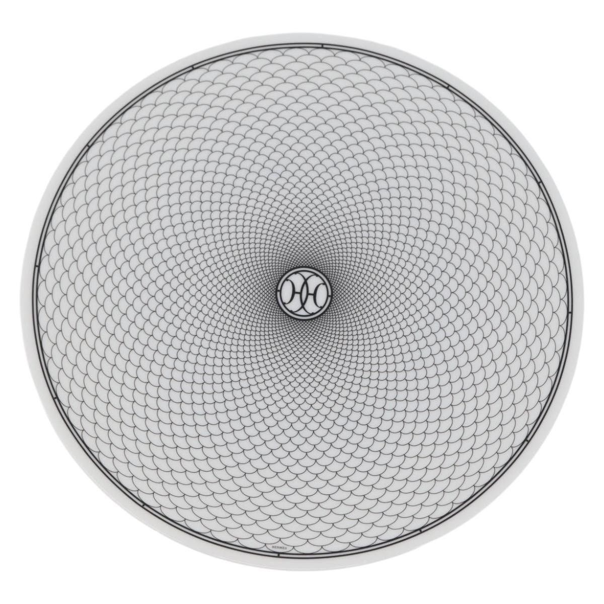 Hermes Hermes H Deco Plate Pottery White Black Size ONE SIZE - 2 Thumbnail
