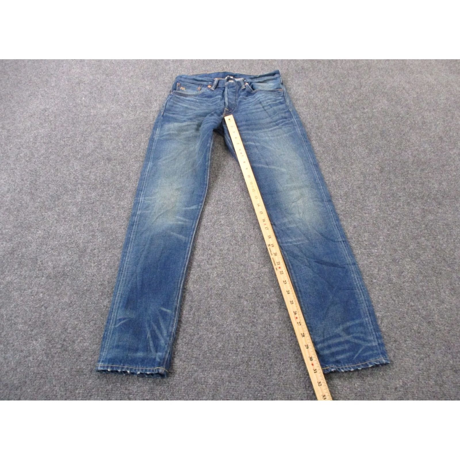 Vintage RRL Ralph Lauren Jeans Men 28 X 30 Denim Selvedge Stretch Slim Straight- 30x28 Blue Denim Jeans Mens Size US 30 / EU 46 - 3 Thumbnail