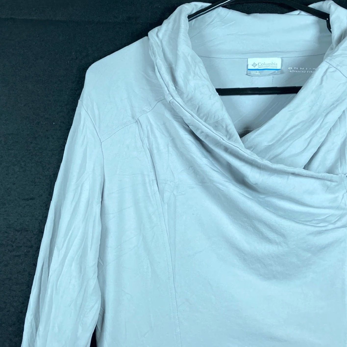 Vintage Columbia Womens Sweater Gray Lightweight Cowl Neck Full Zip Omni Stretch Small Size S / US 4 / IT 40 - 4 Thumbnail