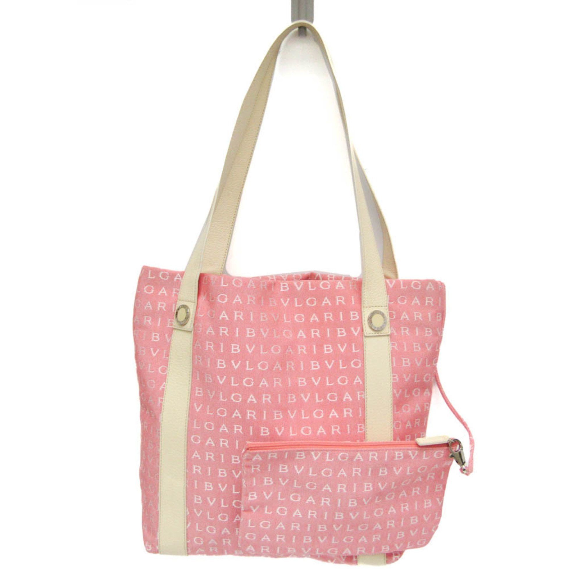 Bvlgari Bvlgari Logomania Women's Canvas,Leather Tote Bag Beige,Cream Size ONE SIZE - 1 Thumbnail