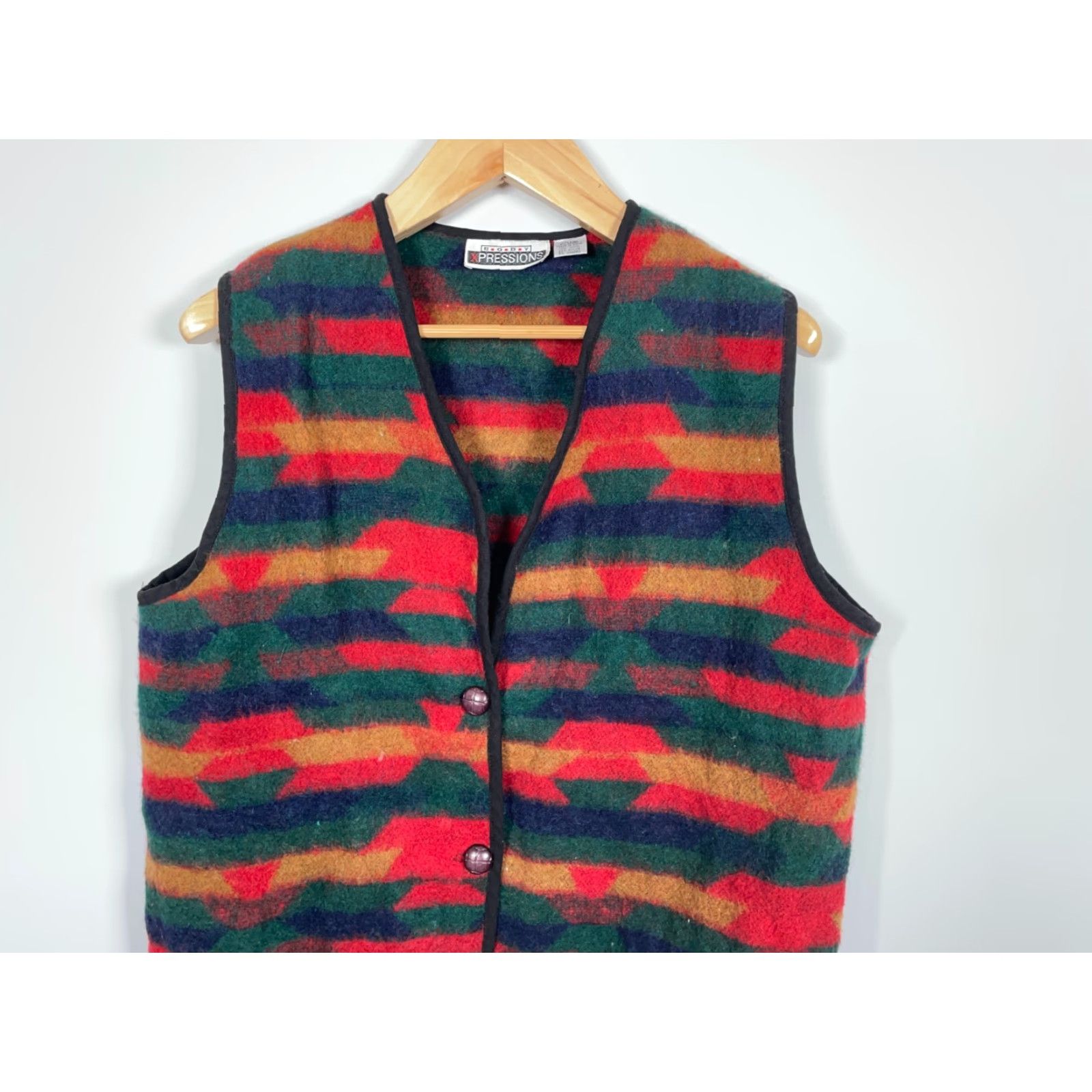 Vintage VINTAGE Southwestern Wool Vest Women's One Size (XL) Geometric Pattern Aztec Tribal Size XL / US 12-14 / IT 48-50 - 4 Thumbnail