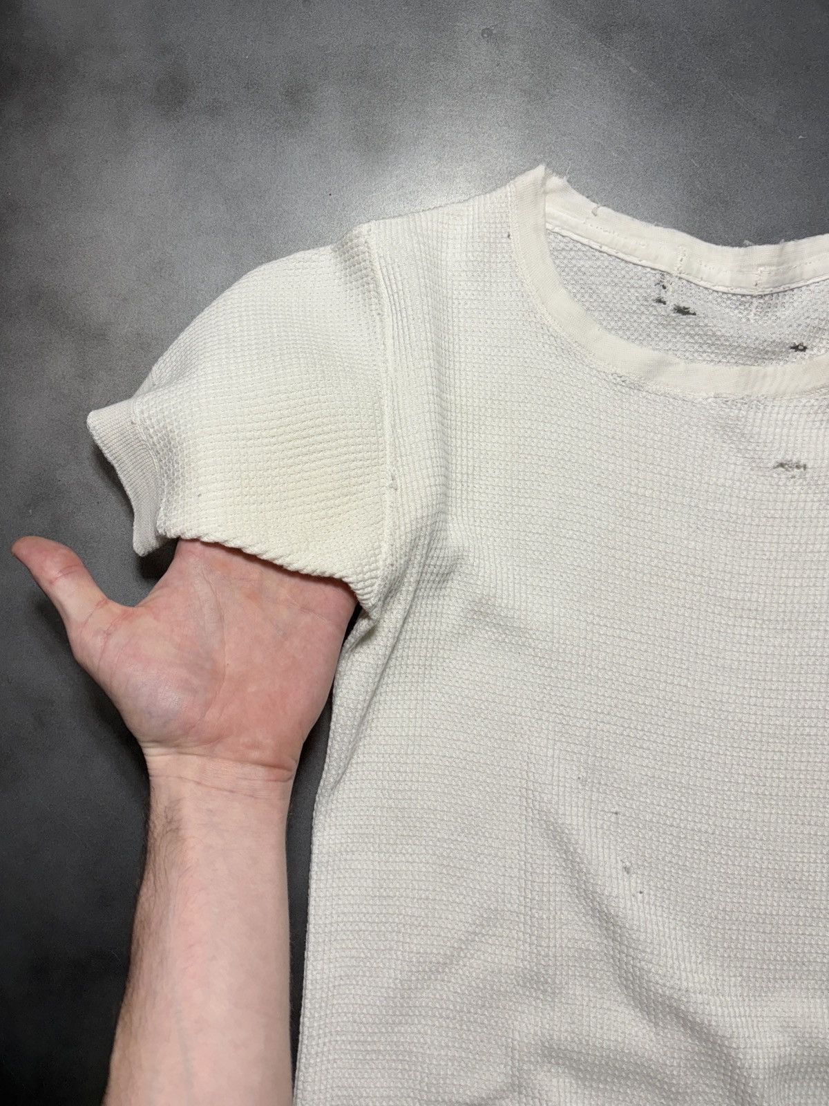 Vintage Thrashed Vintage Thermal T-Shirt Waffle Blank White Distress Size US S / EU 44-46 / 1 - 6 Thumbnail