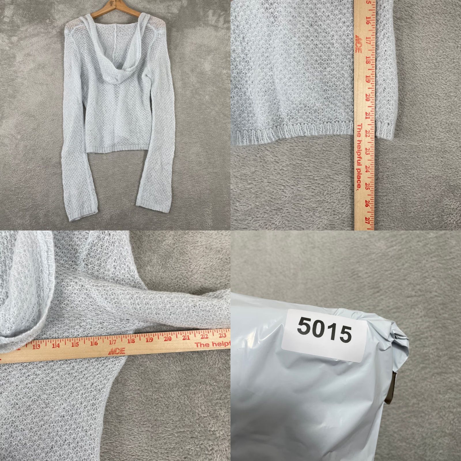 American Eagle Outfitters VINTAGE American Eagle Hoodie Sweater Womens Medium Blue Mohair Wool Open Knit Y2K NEW Size M / US 6-8 / IT 42-44 - 8 Thumbnail