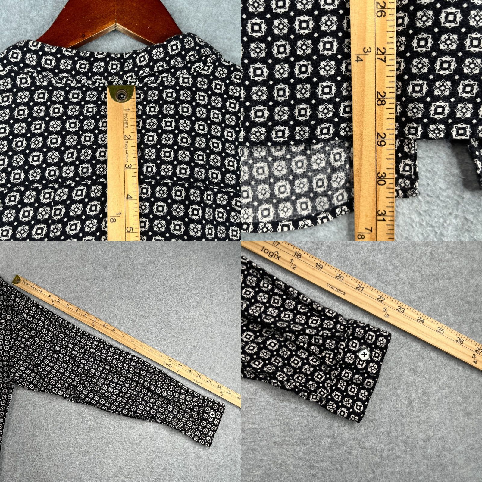 Express Express Campagnie Internationals Shirt XL Black Geometric Long Sleeve Button Up Size US XL / EU 56 / 4 - 8 Thumbnail