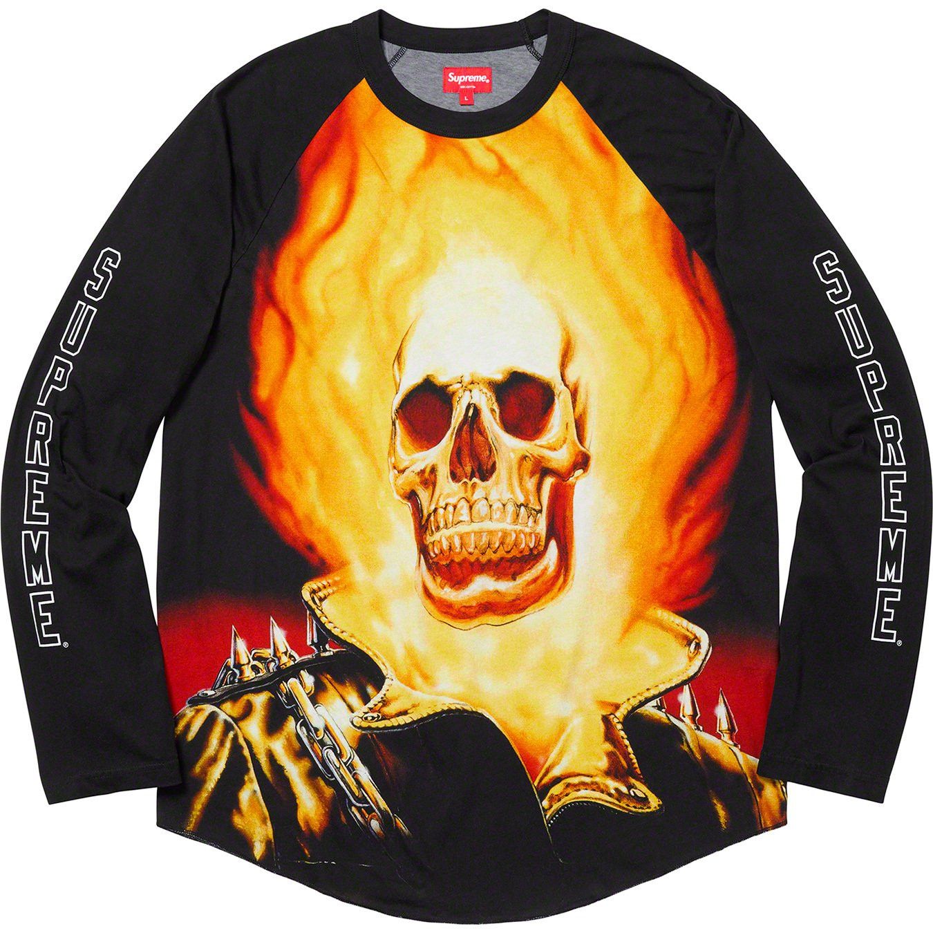 image of Ghostride x Supreme Ghost Rider Raglan L/s Top Black Xlarge Tee, Men's