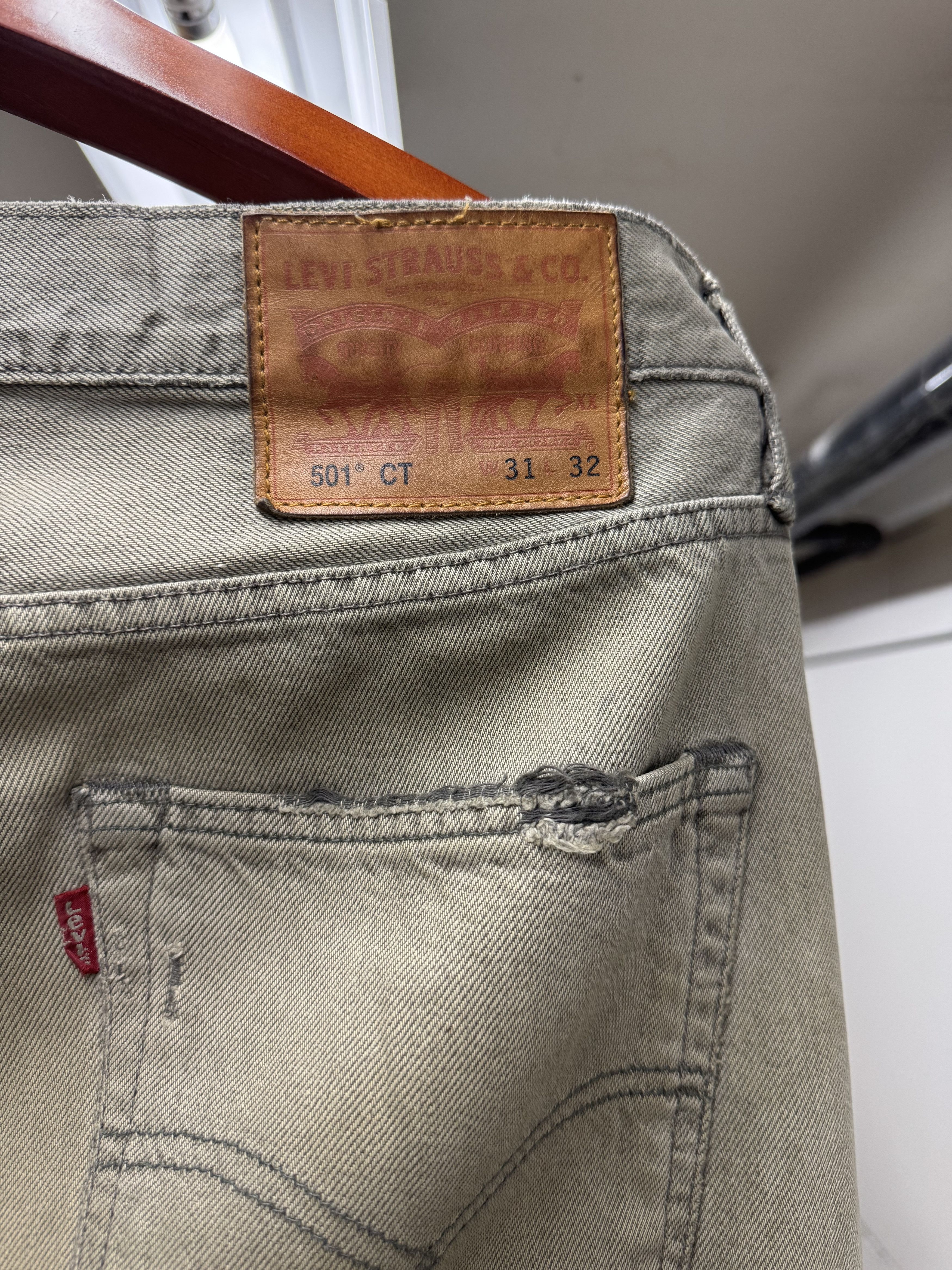 Levi's Levi's 501ct Gray Wash Distressed Tapered Jeans 31 x 32 Size US 31 - 3 Thumbnail