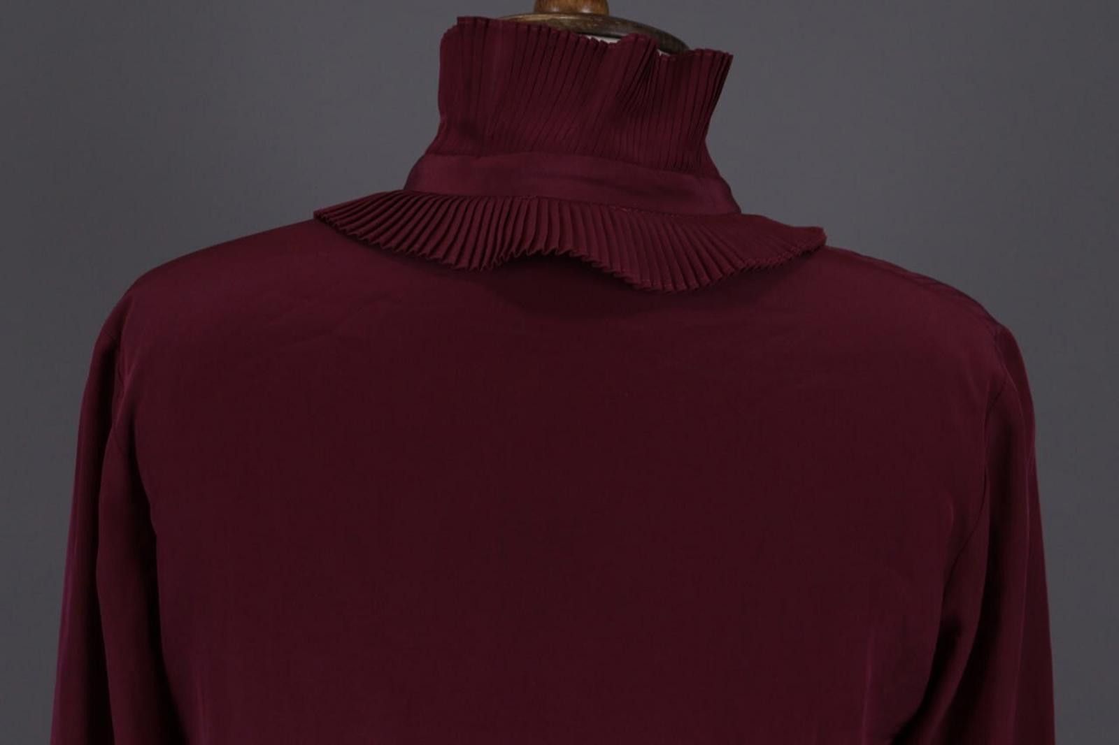 Designer Claudie Pierlot Burgund Pussy Bow Blouse Shirt Size 38 Size M / US 6-8 / IT 42-44 - 11 Thumbnail