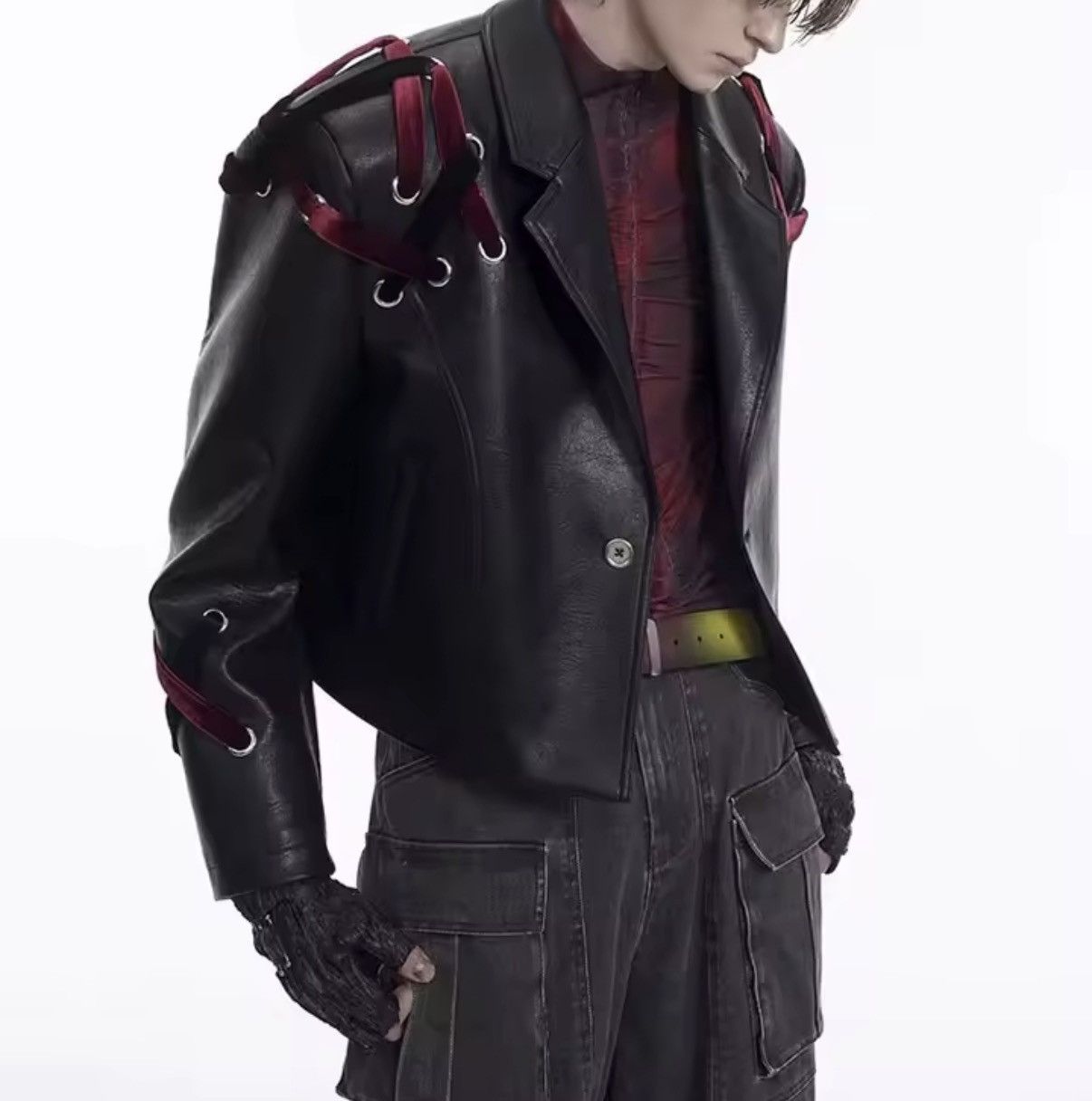 Other Avant Garde PU Leather Punk Lace Up Y2k Jacket Size US M / EU 48-50 / 2 - 5 Thumbnail