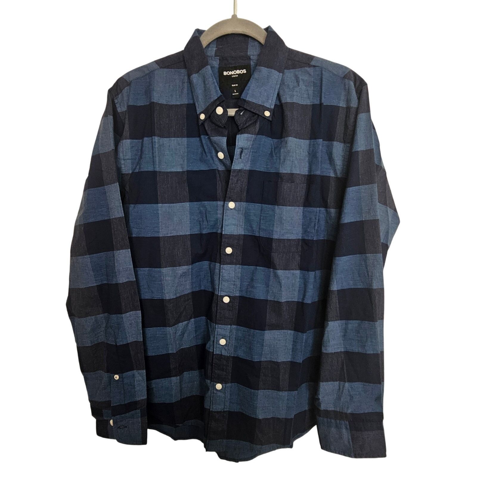 Bonobos Bonobos Shirt Blue Checker Long Sleeve Button Front Men L Size US L / EU 52-54 / 3 - 1 Thumbnail