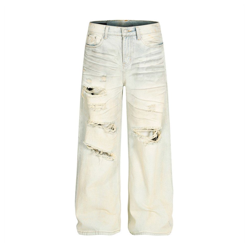 Japanese Brand × Jean Heavy washed men's punk distressed dirty ripped jeans Size US 32 / EU 48 - 1 Thumbnail