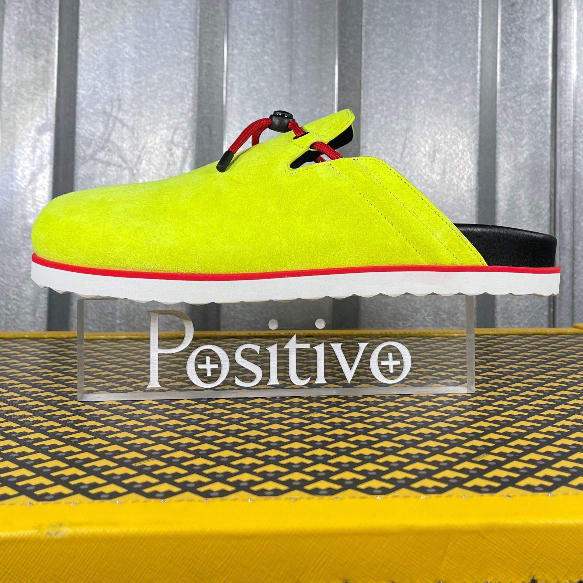 image of Buscemi Pietro Neon Yellow Suede Slippers Us 9 Eu 42, Men's