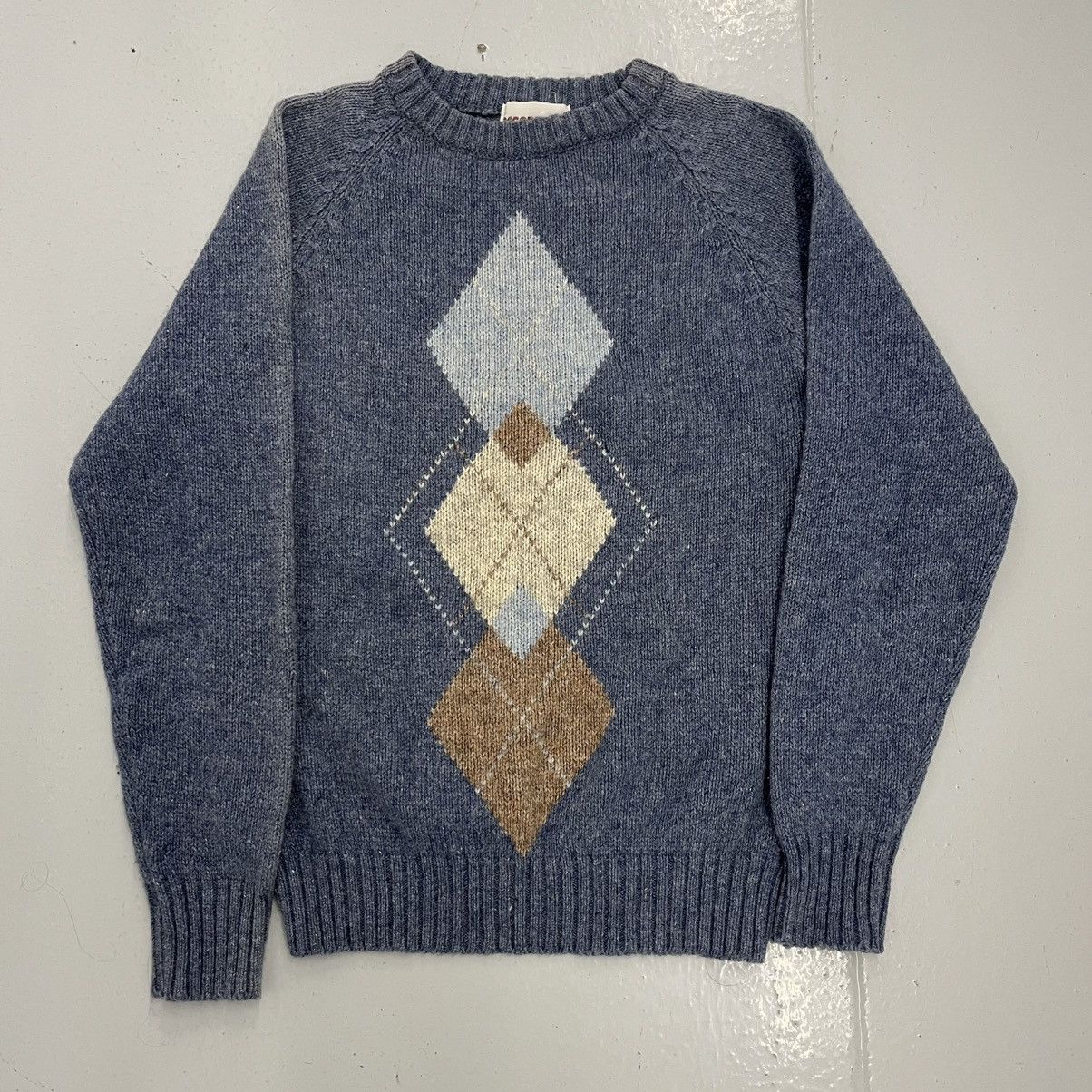 McGregor Vintage 90s McGregor Blue Argyle Pattern Wool Sweater Size US M / EU 48-50 / 2 - 1 Thumbnail