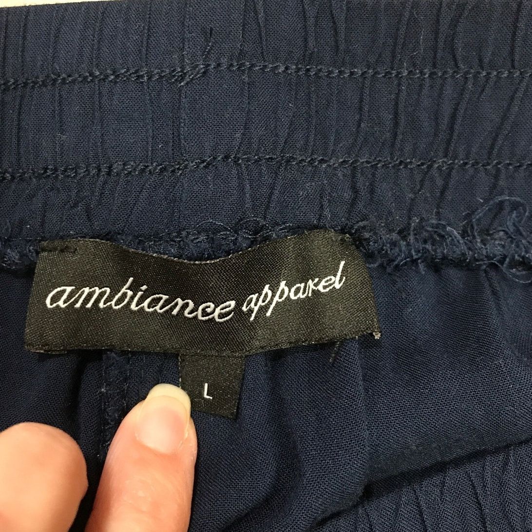 Other Ambiance Apparel Navy Blue Sheer Short Shorts Lace Hem L Size 22" - 3 Thumbnail