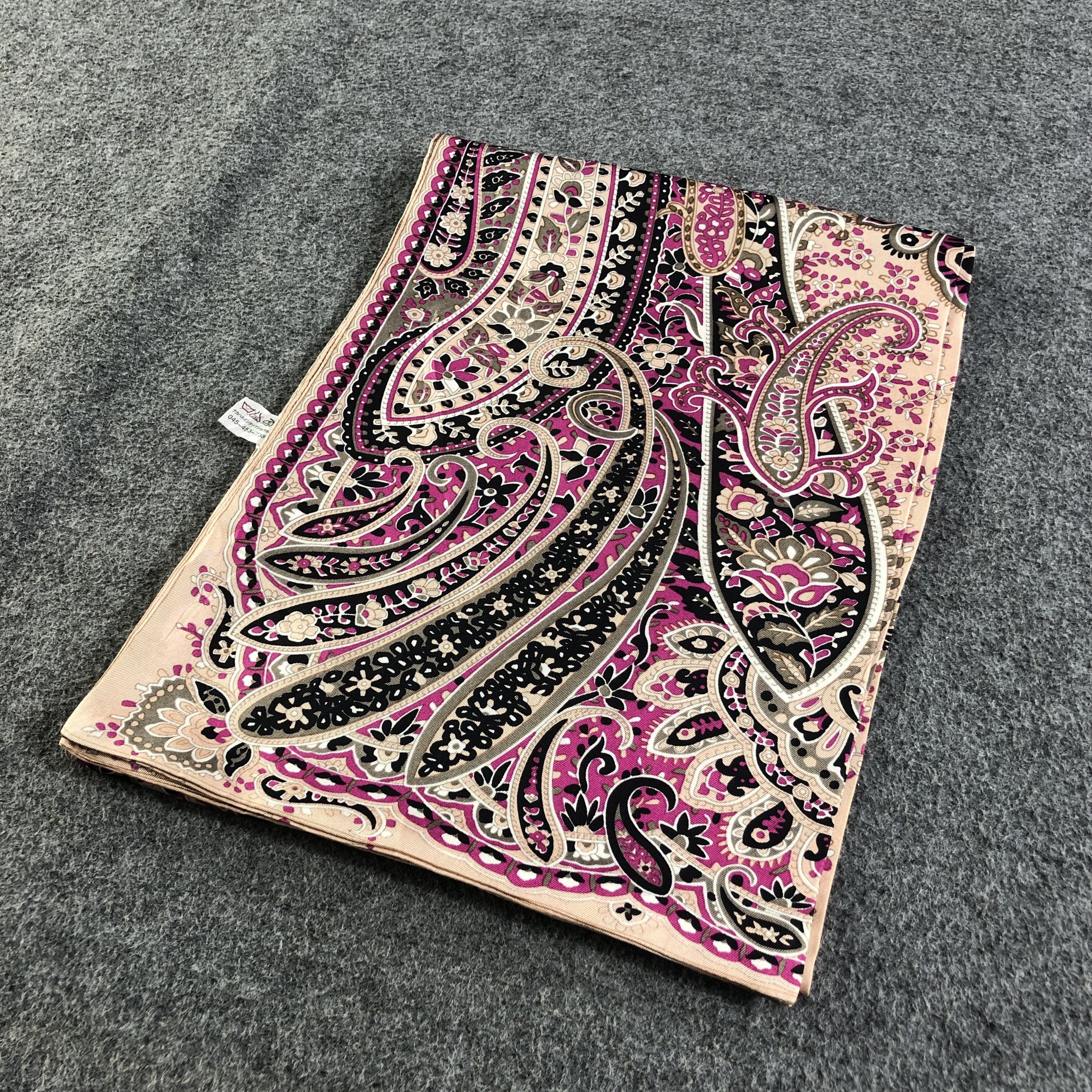 Vintage Luxury Paisley Design Silk Stole Silk Scarf M537 Size ONE SIZE - 3 Thumbnail