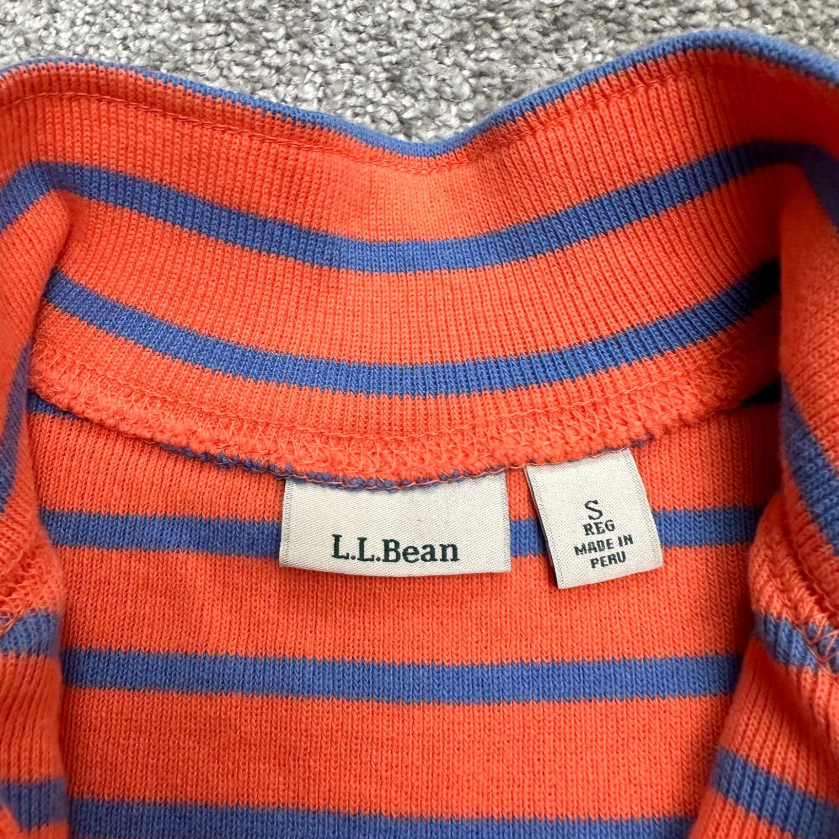 Vintage L.L. Bean Women's Cotton Striped 1/4 Zip Top, Small, Blue Orange, Long Sleeve, Casual, Lightweight Size S / US 4 / IT 40 - 7 Thumbnail
