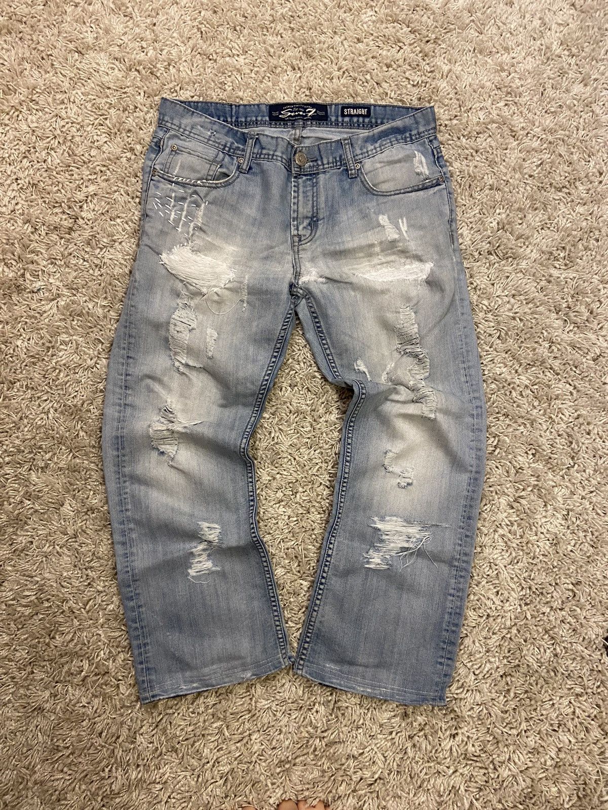 Japanese Brand × Seven 7 Distressed seven jeans custom Size US 34 / EU 50 - 1 Thumbnail