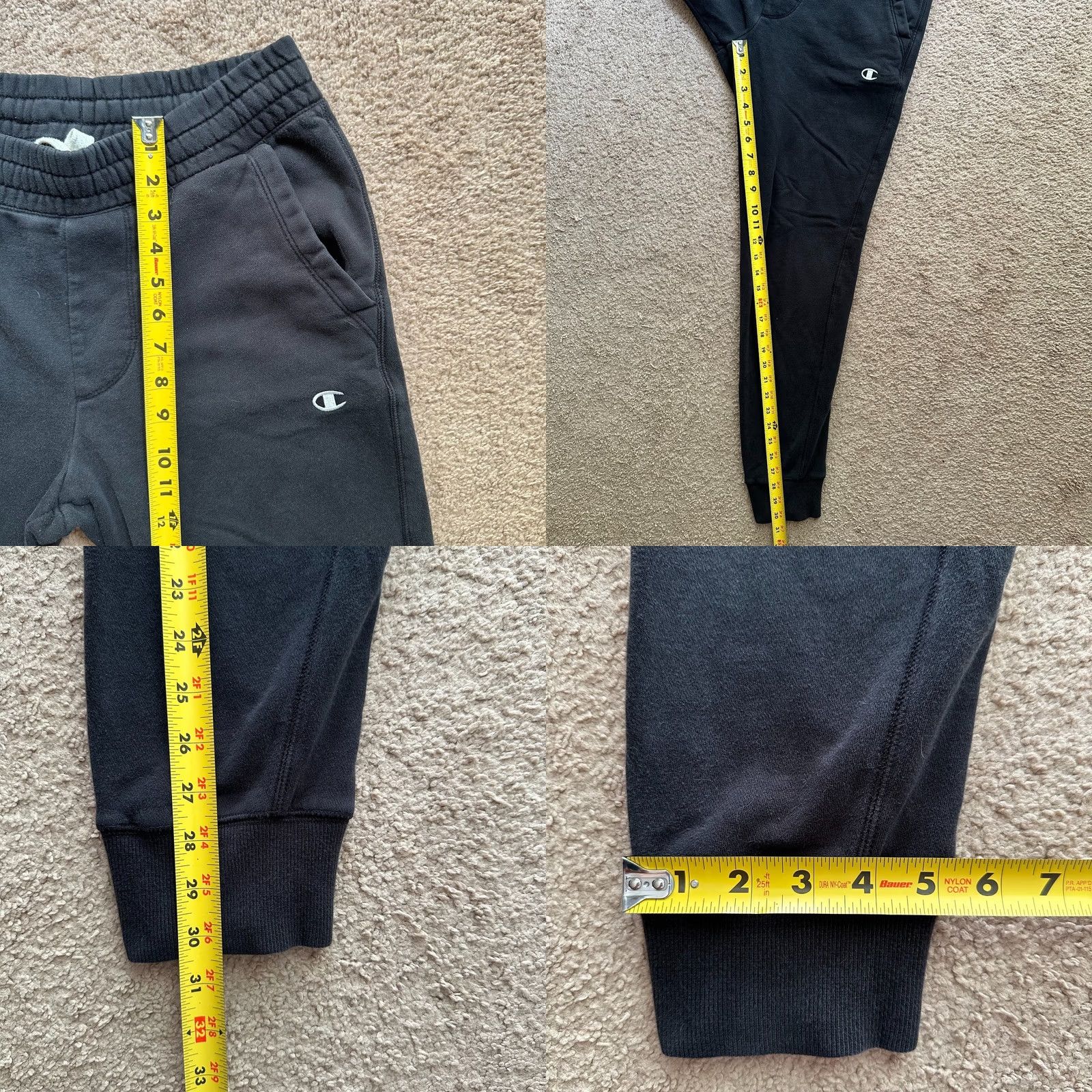 Champion Champion Sweatpants Mens Small Black Tapered Leg Elastic Waist Mid Rise Size US 29 - 8 Thumbnail