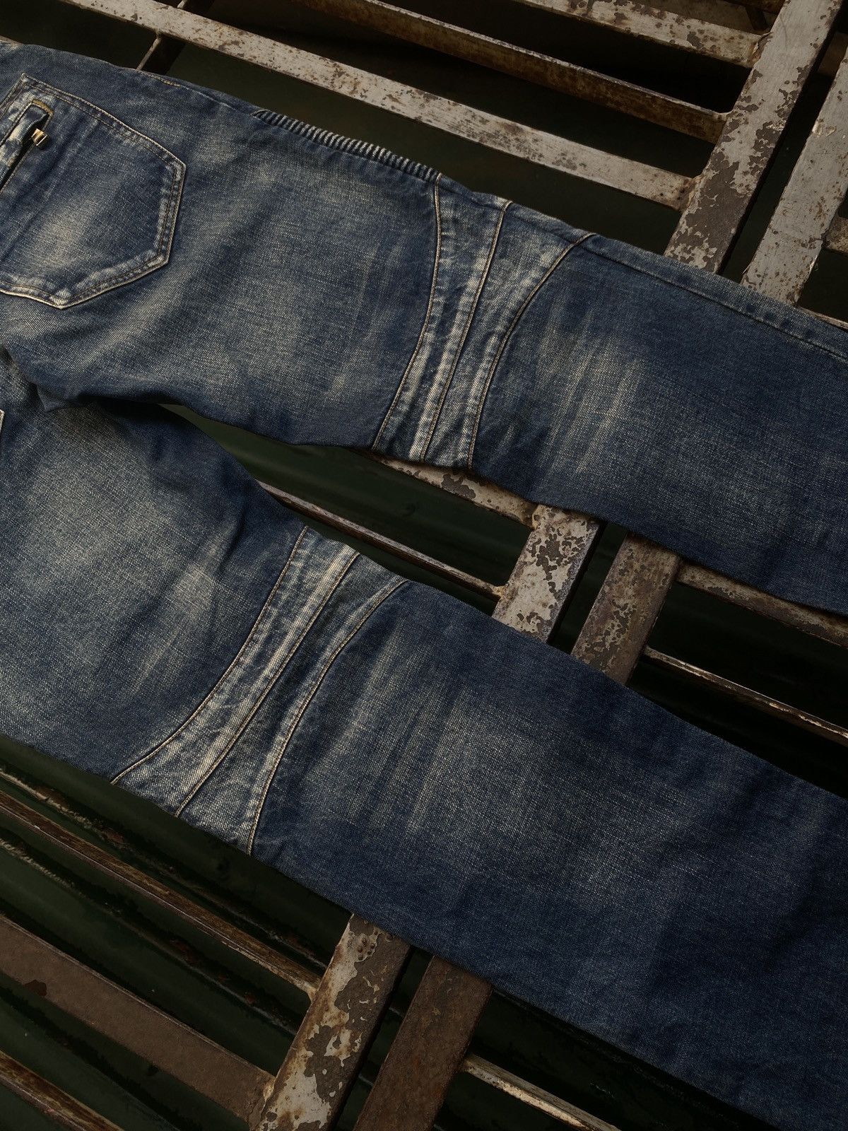 Balmain Balmain - Distressed Biker Jeans Denim Blue Washed Size US 30 / EU 46 - 8 Thumbnail