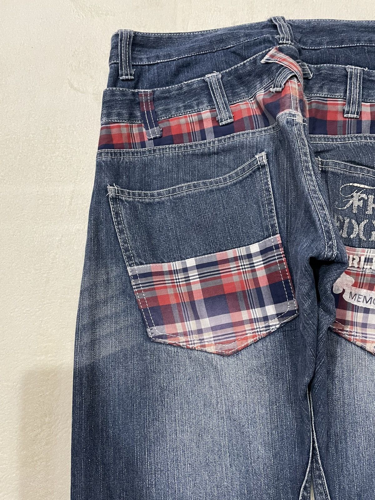 Japanese Brand Vintage Memory Special Double Waist Faded Dark Blue Jeans Size US 32 / EU 48 - 15 Thumbnail