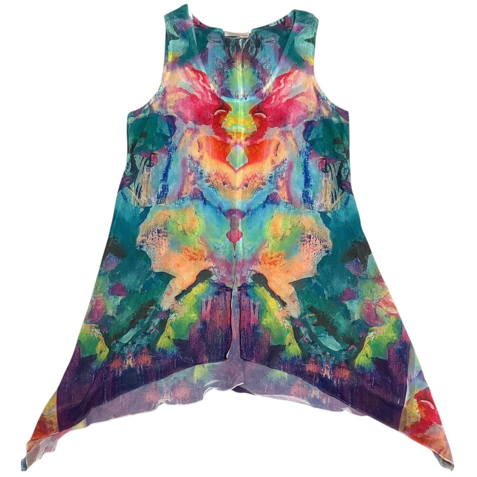 Other Soft Surroundings Waterflower Sheer Tank Top Sharkbite Hem Size M / US 6-8 / IT 42-44 - 2 Thumbnail