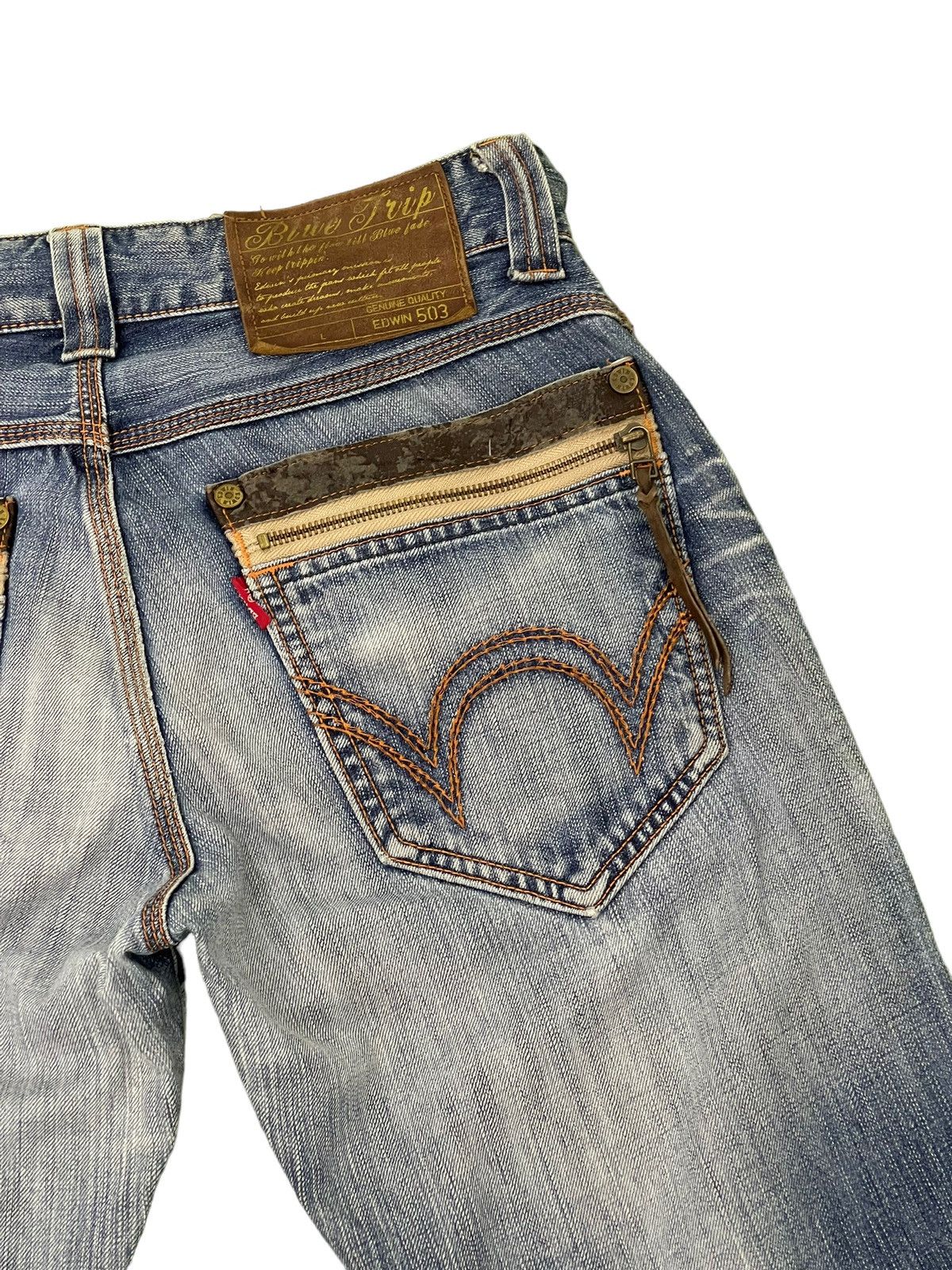 Edwin Distress Jeans Edwin Japan Faded Regular Straight 7🟦5 Size US 32 / EU 48 - 19 Thumbnail