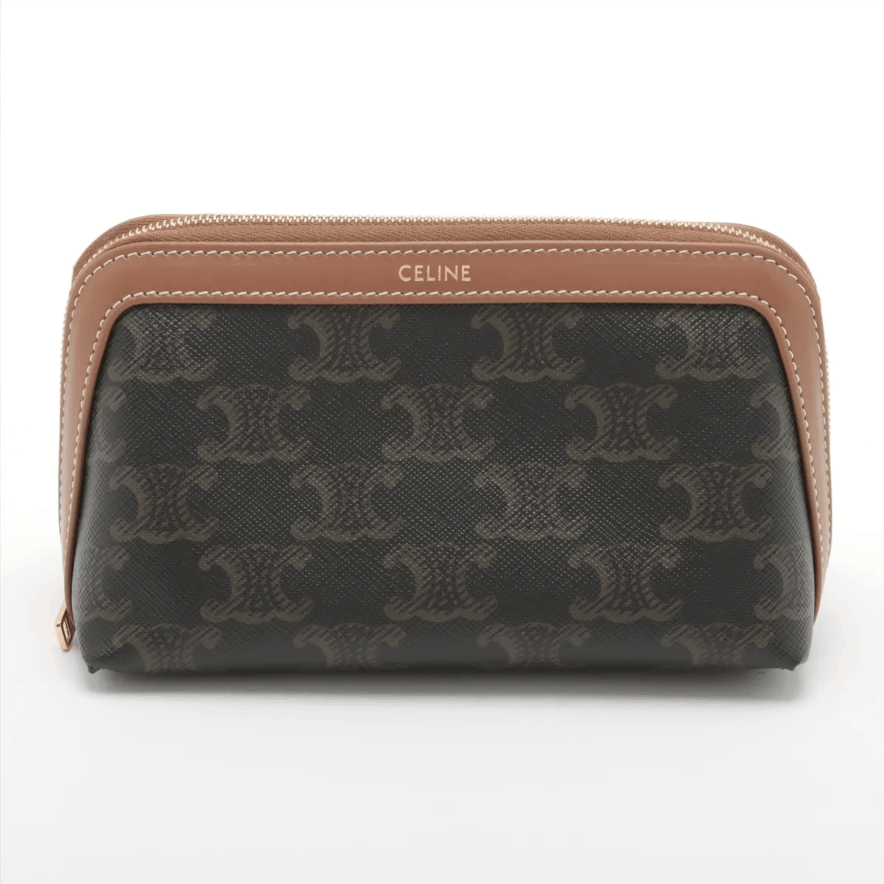 Celine Triomphe Canvas Leather Pouch Brown, Multicolor