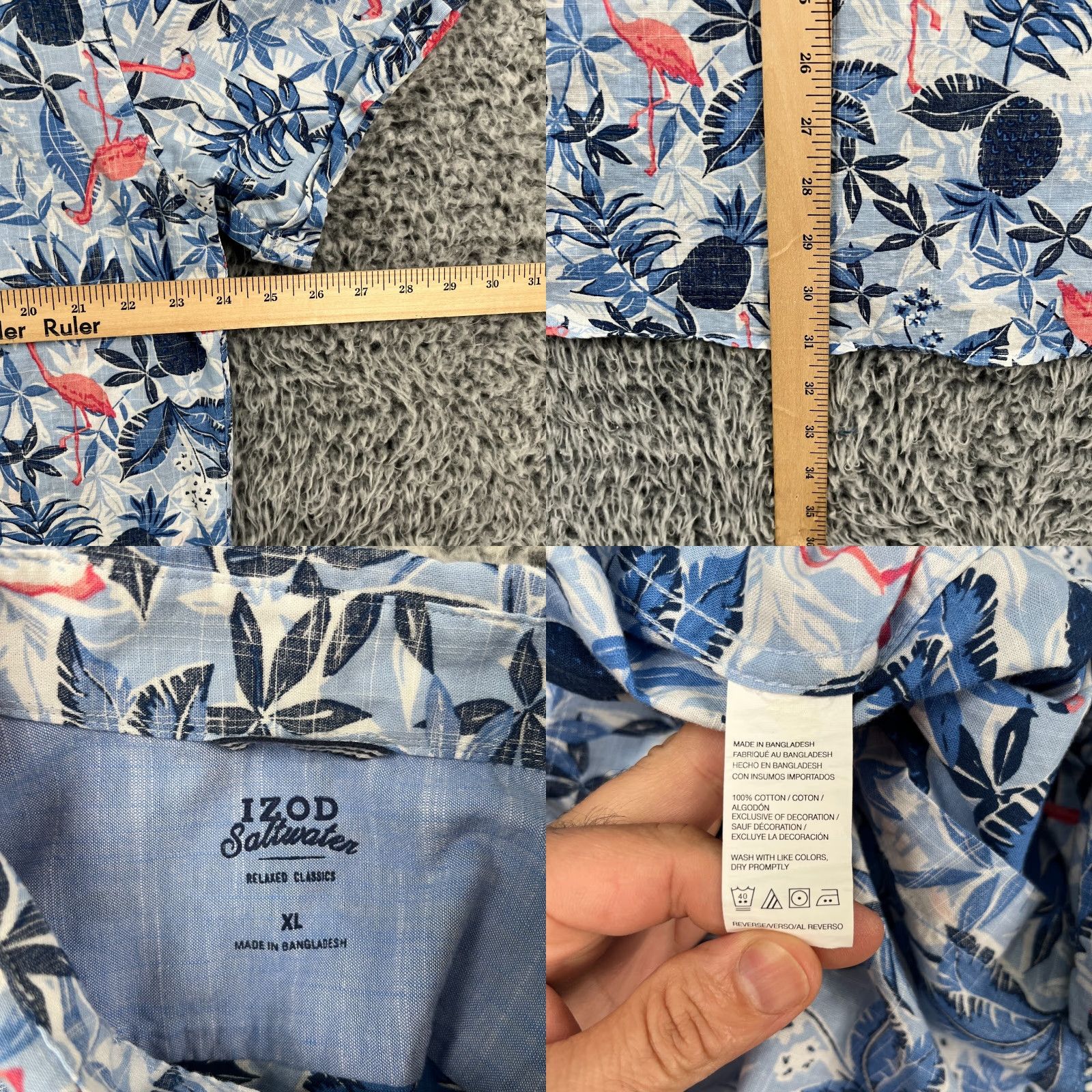 Izod IZOD Saltwater Inside Out Shirt Mens XL Canvas Hawaiian Flamingos Coconut AOP Shirt Size US XL / EU 56 / 4 - 8 Thumbnail
