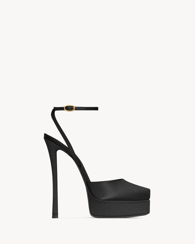 Saint Laurent Paris o1bcso1str0226 La Scandale Platform Sandals in Black Size US 8.5 / IT 38.5 - 1 Thumbnail