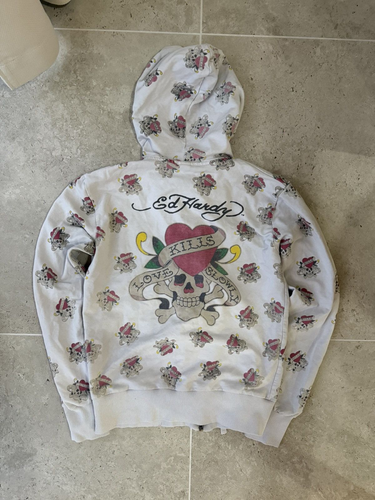 Christian Audigier Rare Vintage Ed Hardy Love Kills Y2K Rhinestone Drip Hoodie Size L / US 10 / IT 46 - 1 Thumbnail