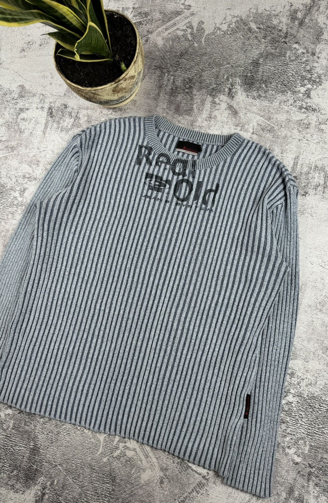 Big Star Japan Bigstar Jeans Striped Abstract Ribbed Knit Sweater Y2K Size US L / EU 52-54 / 3 - 3 Thumbnail