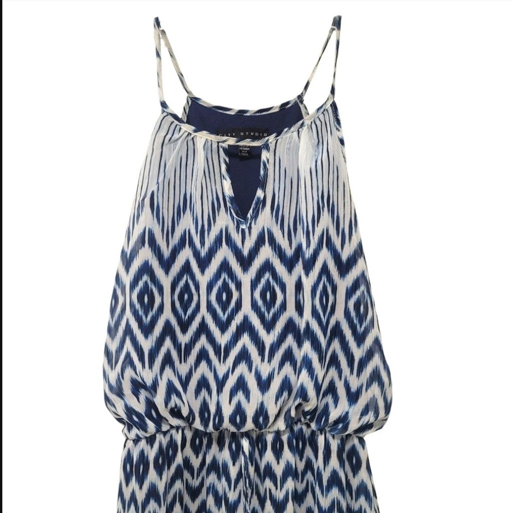 Other EUC City Studios Boho Blue and White Maxi Dress Size S / US 4 / IT 40 - 2 Thumbnail