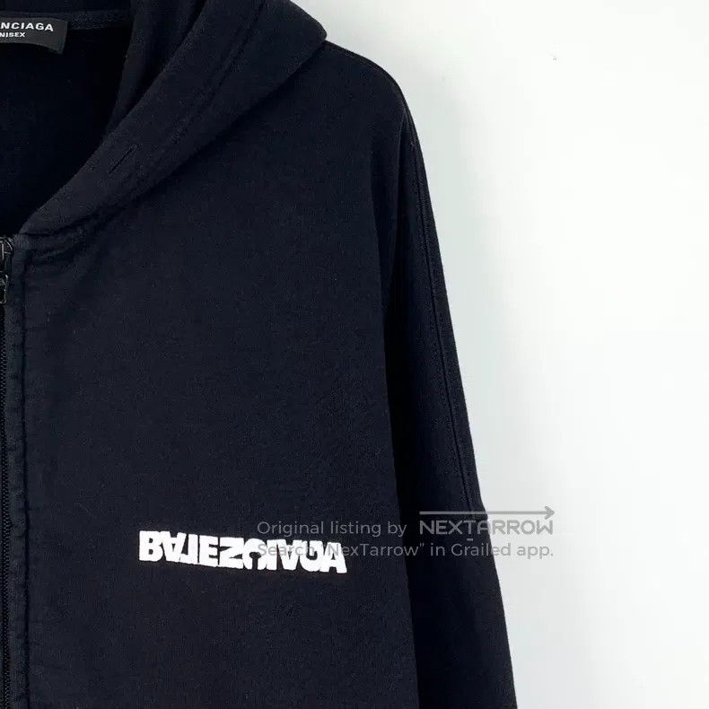 Balenciaga Balenciaga Black Logo Letter Printed Cotton Hooded Long Sl Size US L / EU 52-54 / 3 - 3 Thumbnail