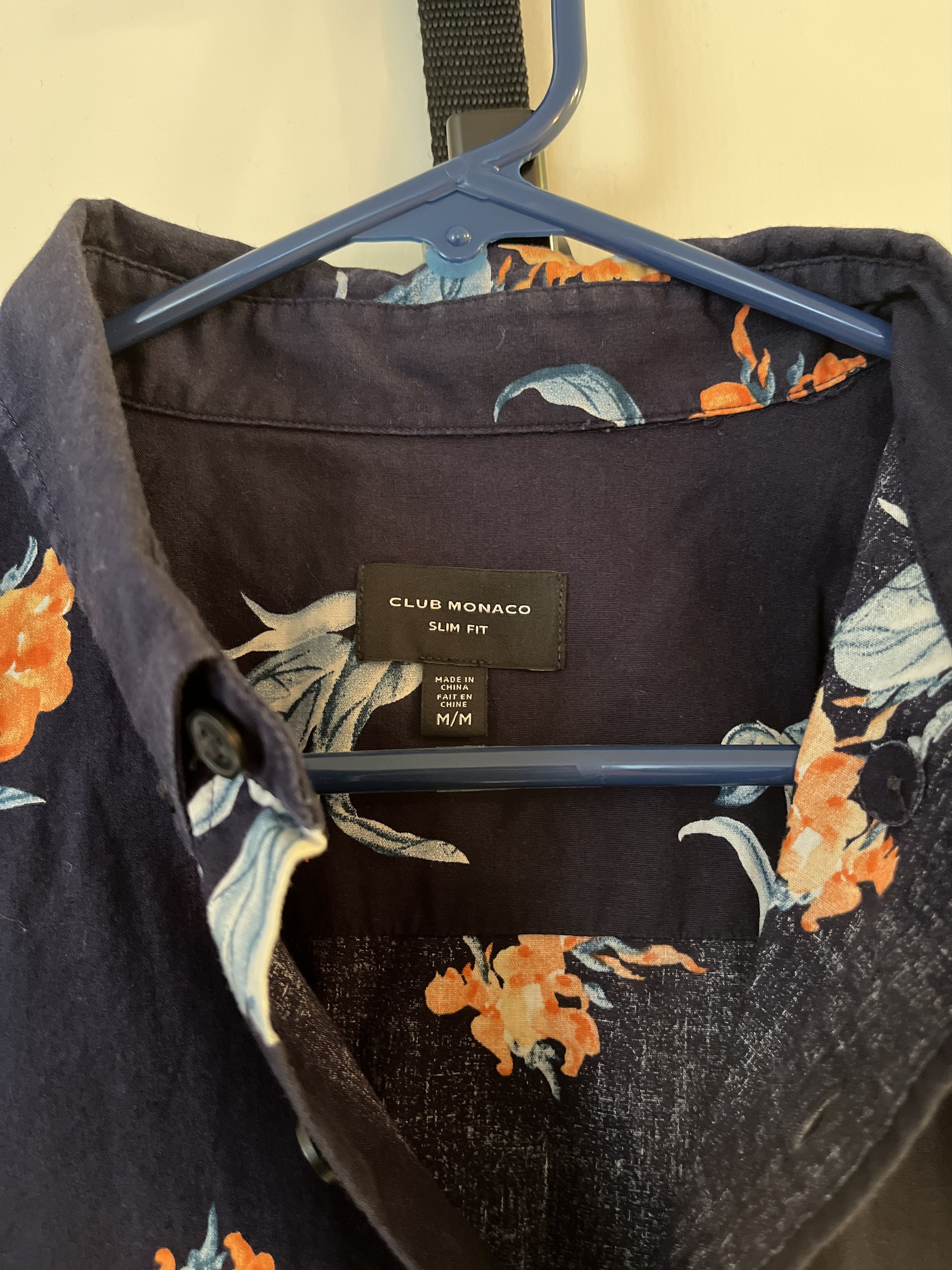 Club Monaco Club Monaco Navy Floral Summer Shirt - size M Size US M / EU 48-50 / 2 - 2 Thumbnail