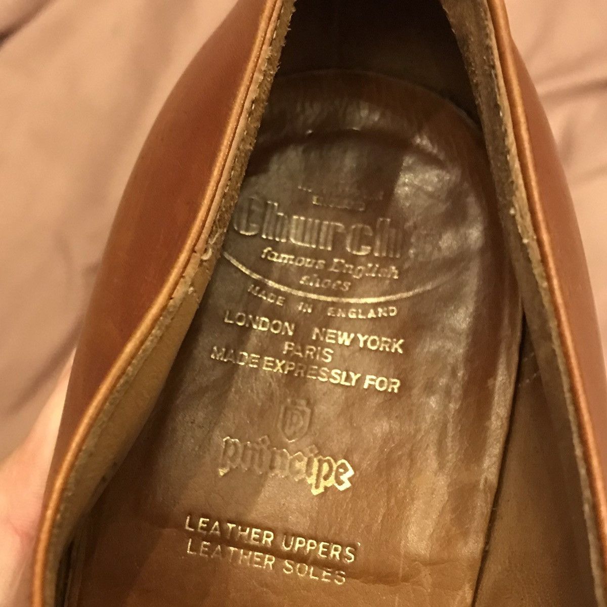 image of Churchs Church's Made In England High End Shoemaker Cognac Derbies Shoes in Light Brown (Size 11)