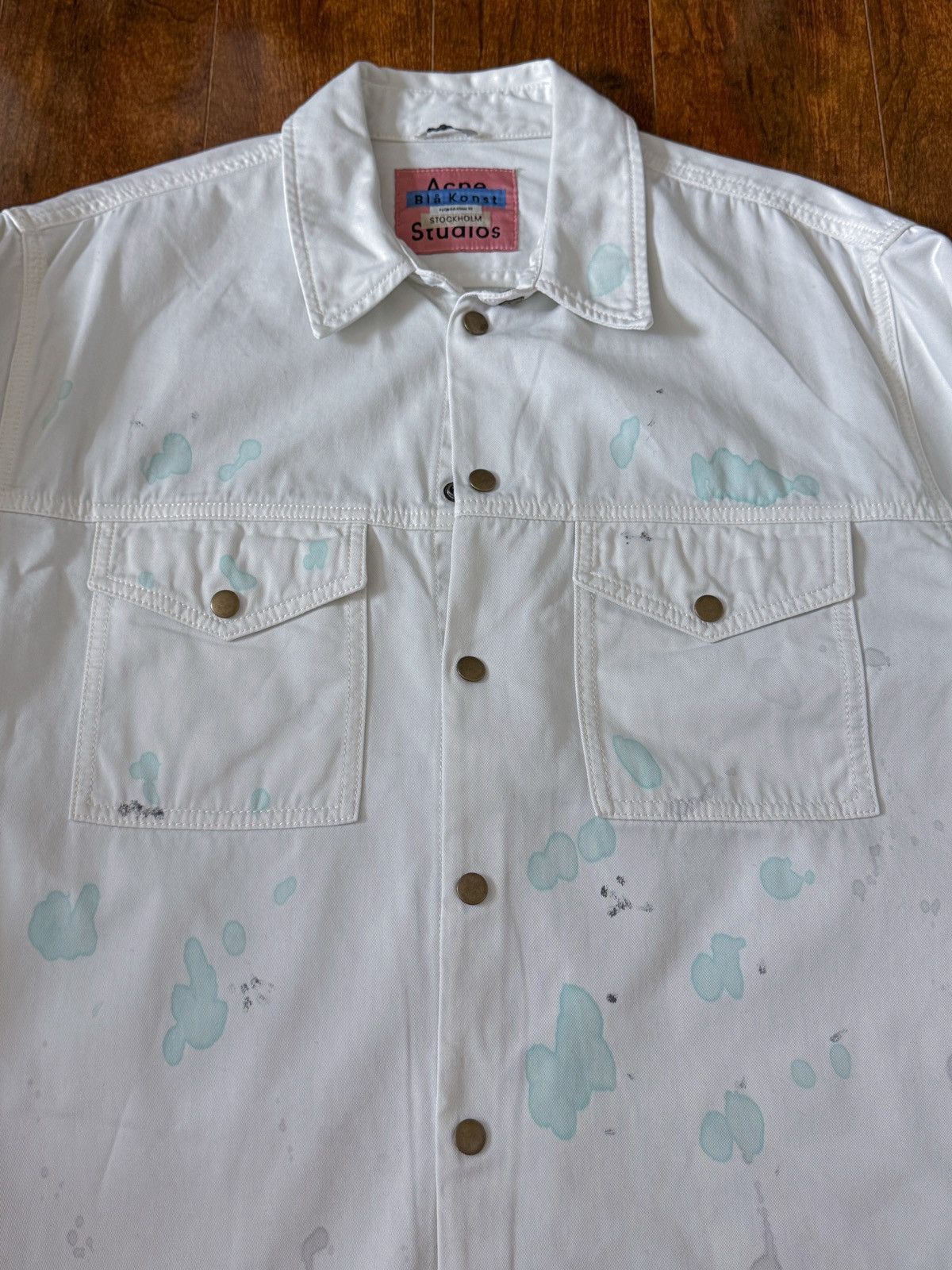 Acne Studios Acne Studios Splatter Painted White Denim Shirt Small Medium Size US S / EU 44-46 / 1 - 8 Thumbnail