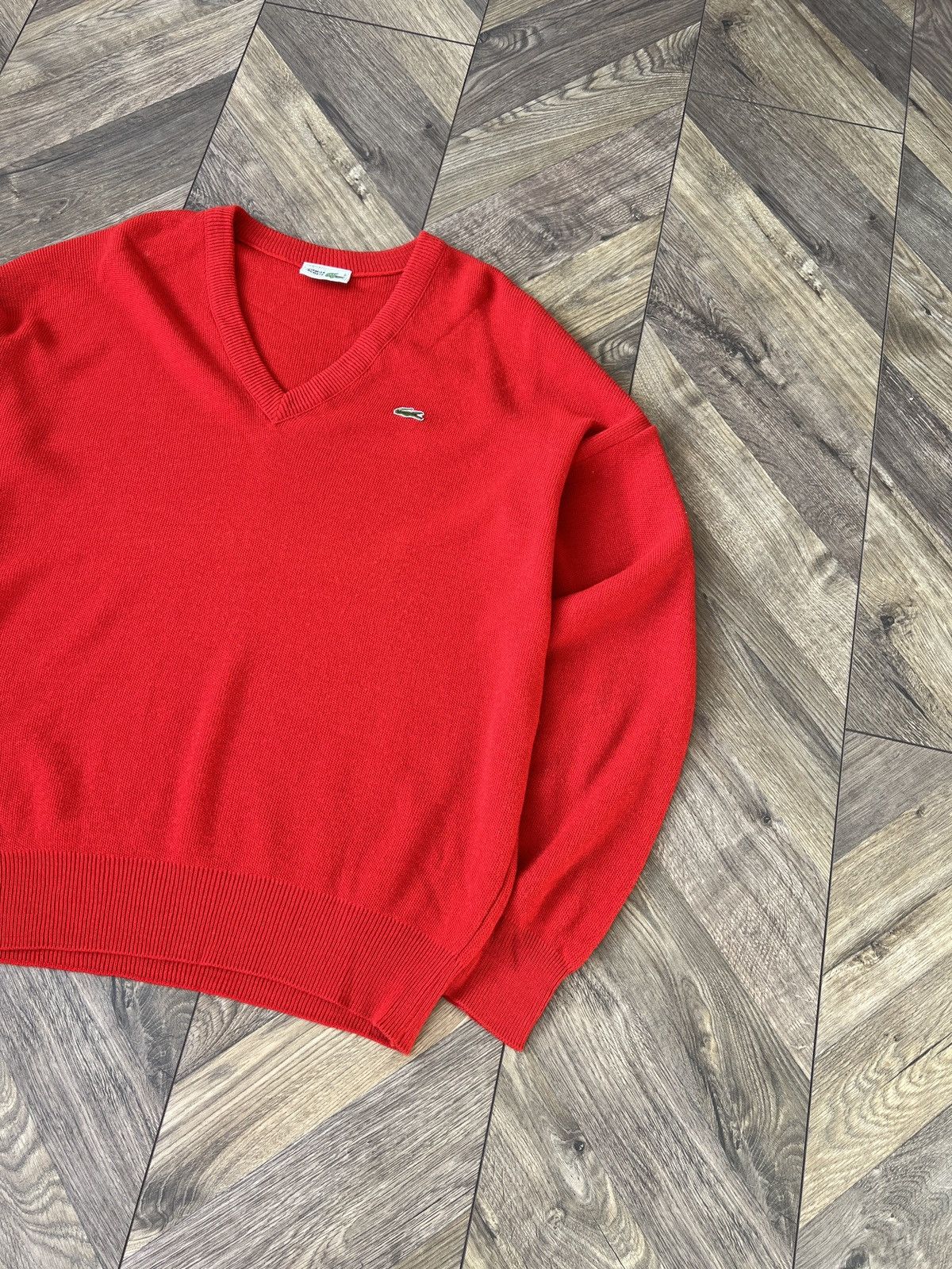Designer × Lacoste × Vintage Vintage Lacoste V-neck knitted sweater Size US L / EU 52-54 / 3 - 5 Thumbnail