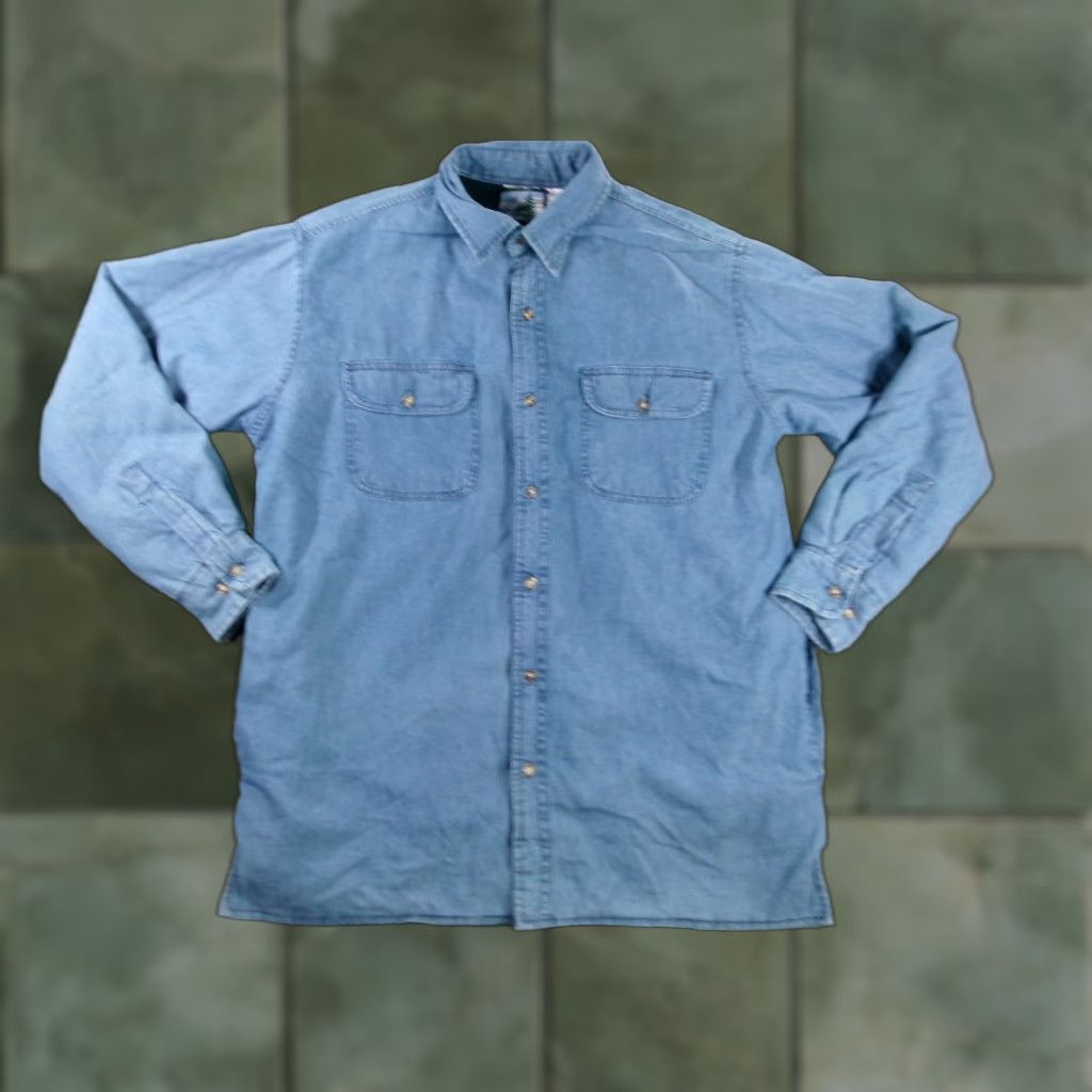 Denime Sierra Outdoors Shacket Men Medium Blue Denim Fleece Lined Heavyweight Workwear Denim Shirt Shacket Size US M / EU 48-50 / 2 - 1 Thumbnail