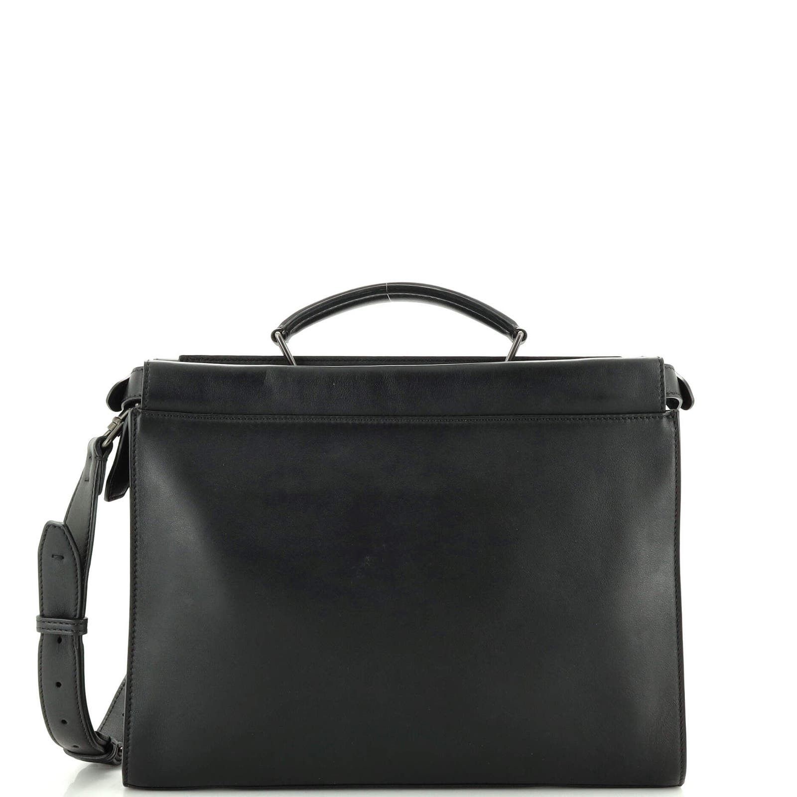 image of Fendi Monster Selleria Peekaboo Fit Bag Leather Regular in Black, Women's