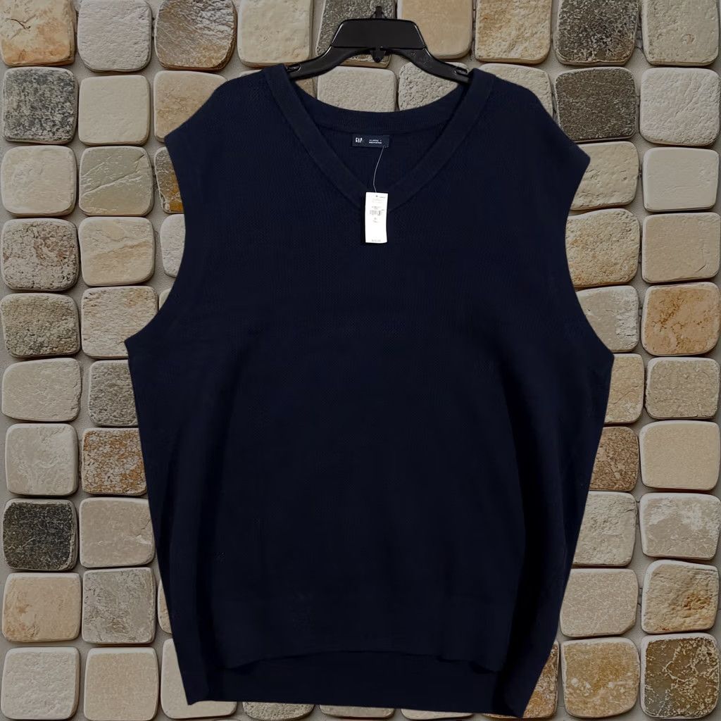 Gap Sweater Vest Mens Xlt Blue Cotton Knit V Neck Big Tall Layering New, Men's