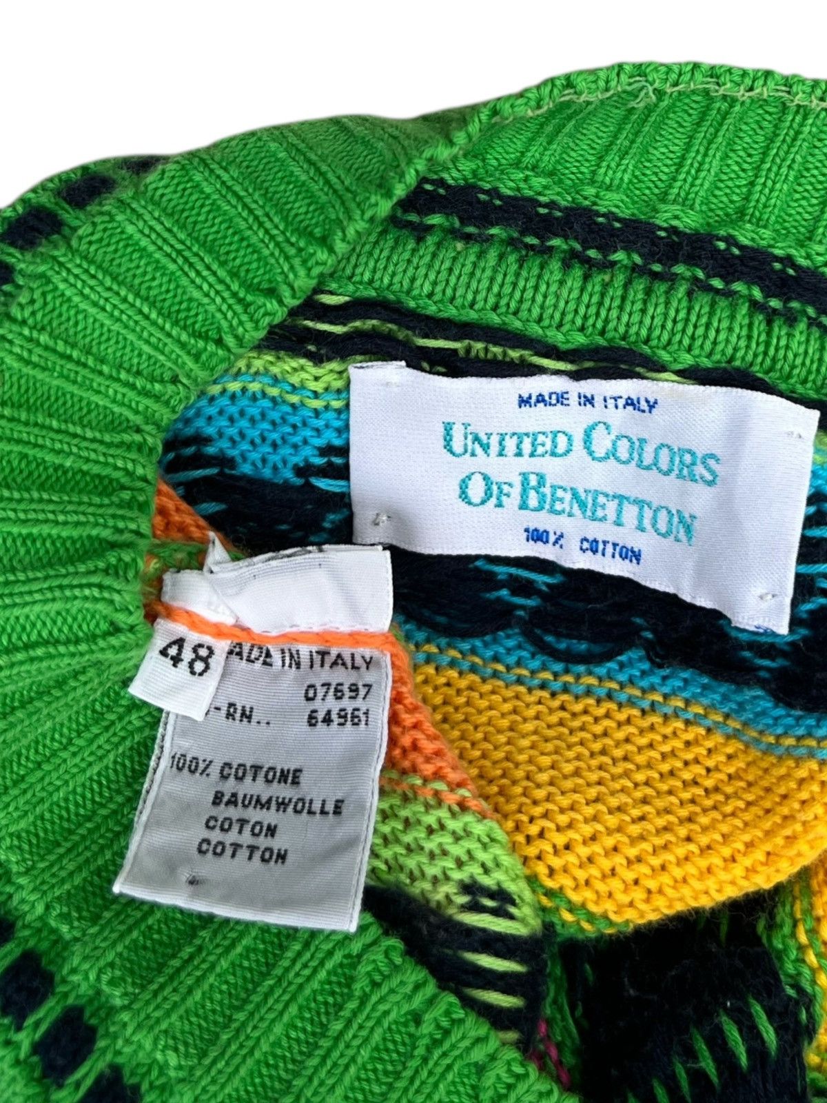 United Colors Of Benetton Colorful Patterned Short Sleeve Knit Sweater/Top Unisex Size US M / EU 48-50 / 2 - 6 Thumbnail