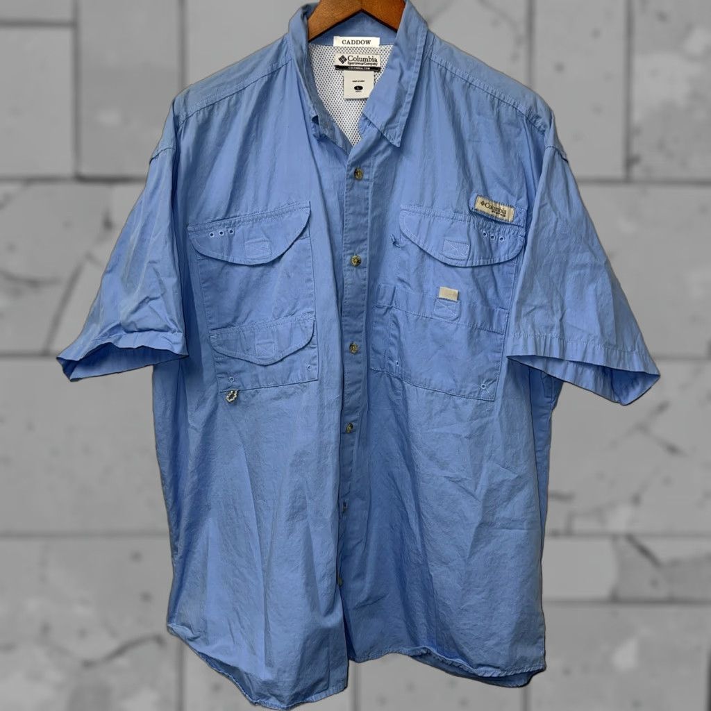 Vintage Columbia PFG Shirt Mens Short Sleeve Button-Up Blue L Size US L / EU 52-54 / 3 - 1 Thumbnail